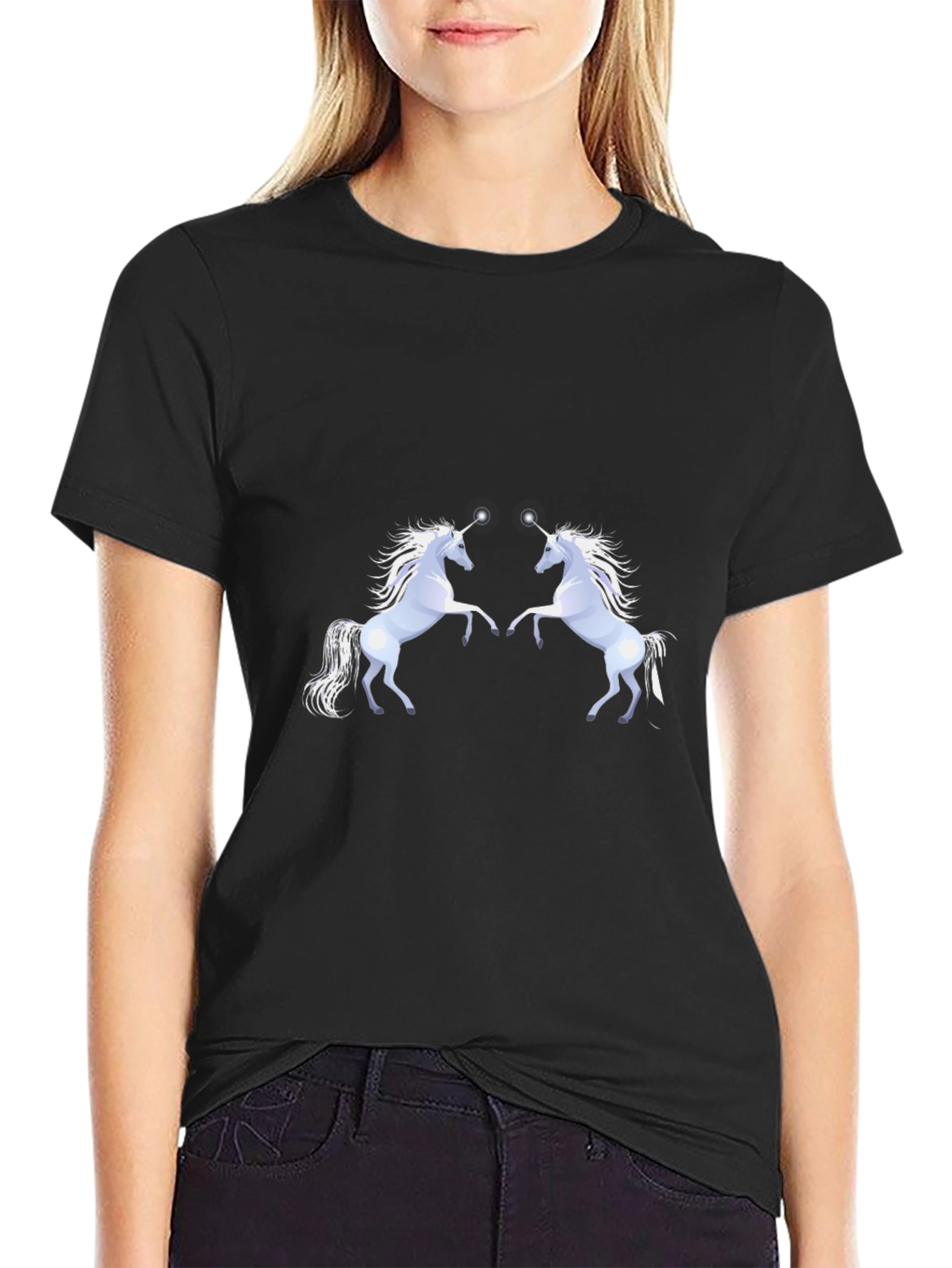 Black Unicorn Graphic Tee - Black Cotton Comfort view 2