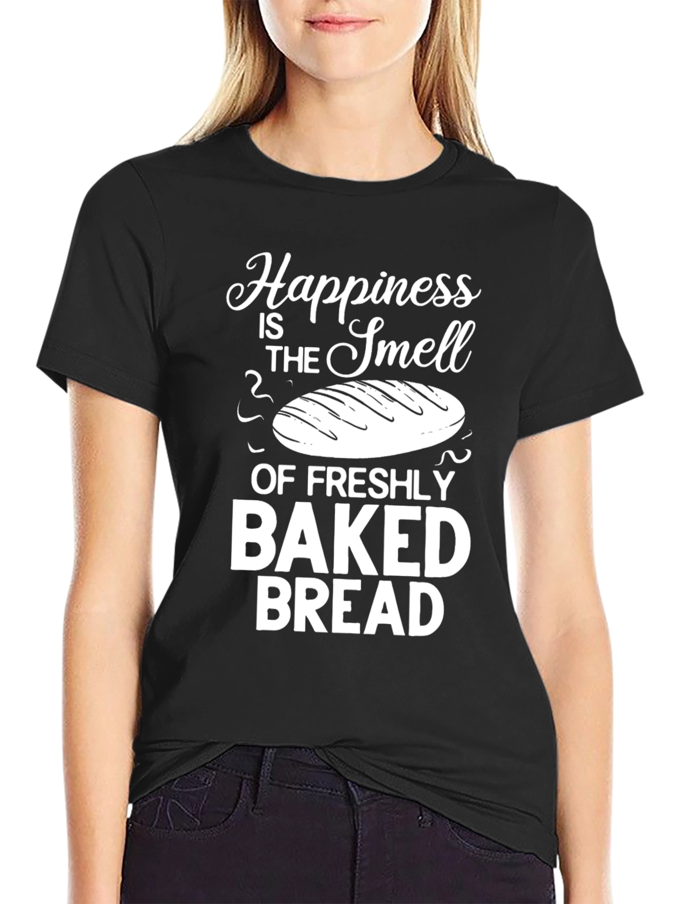 Black Fresh Baked Bread T-Shirt - Happiness Smell view 2