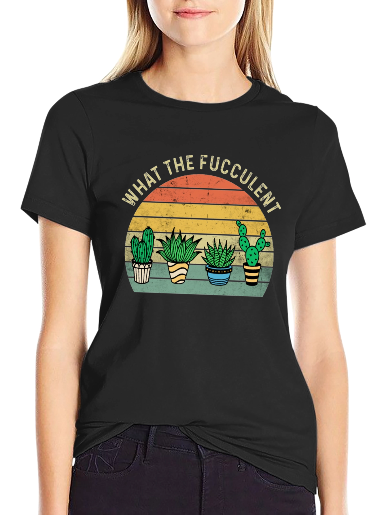 Black What the Fucculent T-Shirt view 2
