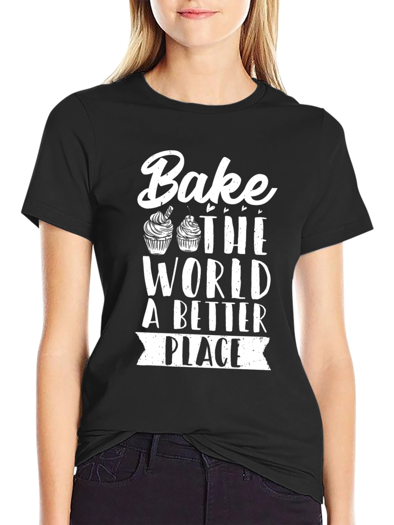 Black Bake the World Better T-Shirt - Baker Gift view 2