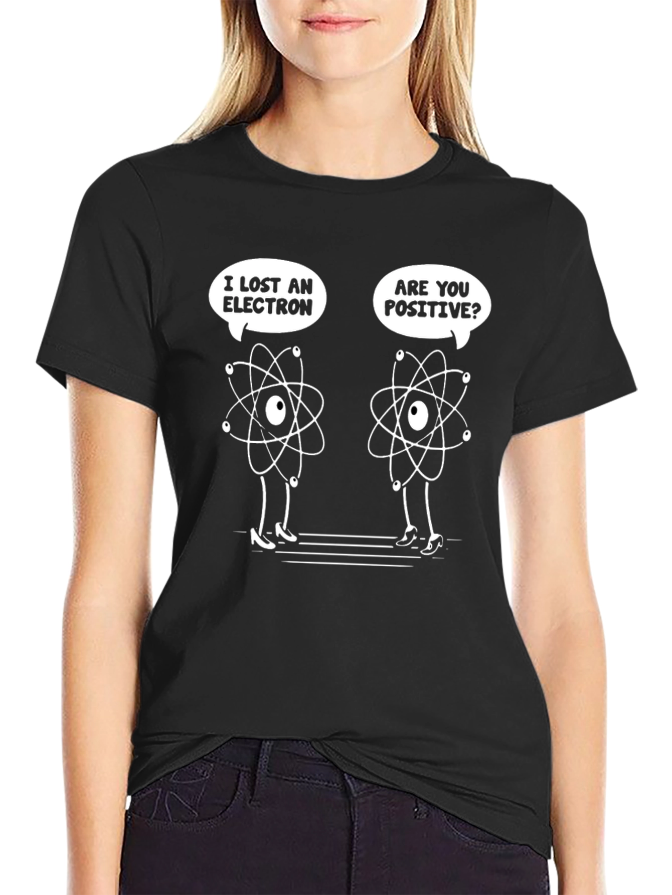 Black Funny Science T-Shirt: Lost an Electron? view 2
