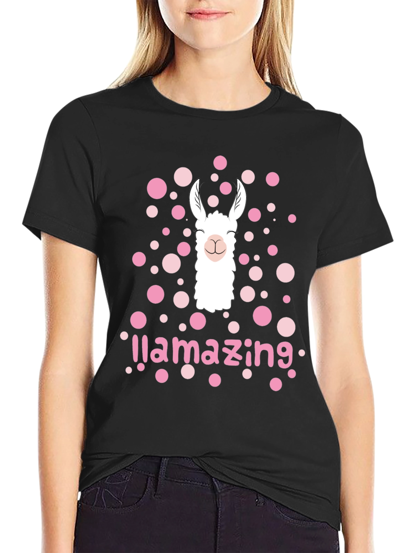 Black Llamazing Graphic Tee - Cute Llama T-Shirt view 2
