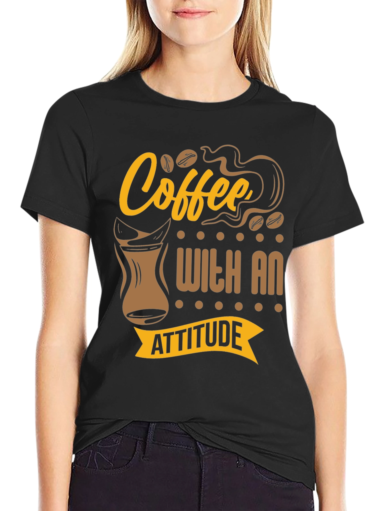 Black Coffee With An Attitude Graphic T-Shirt view 2