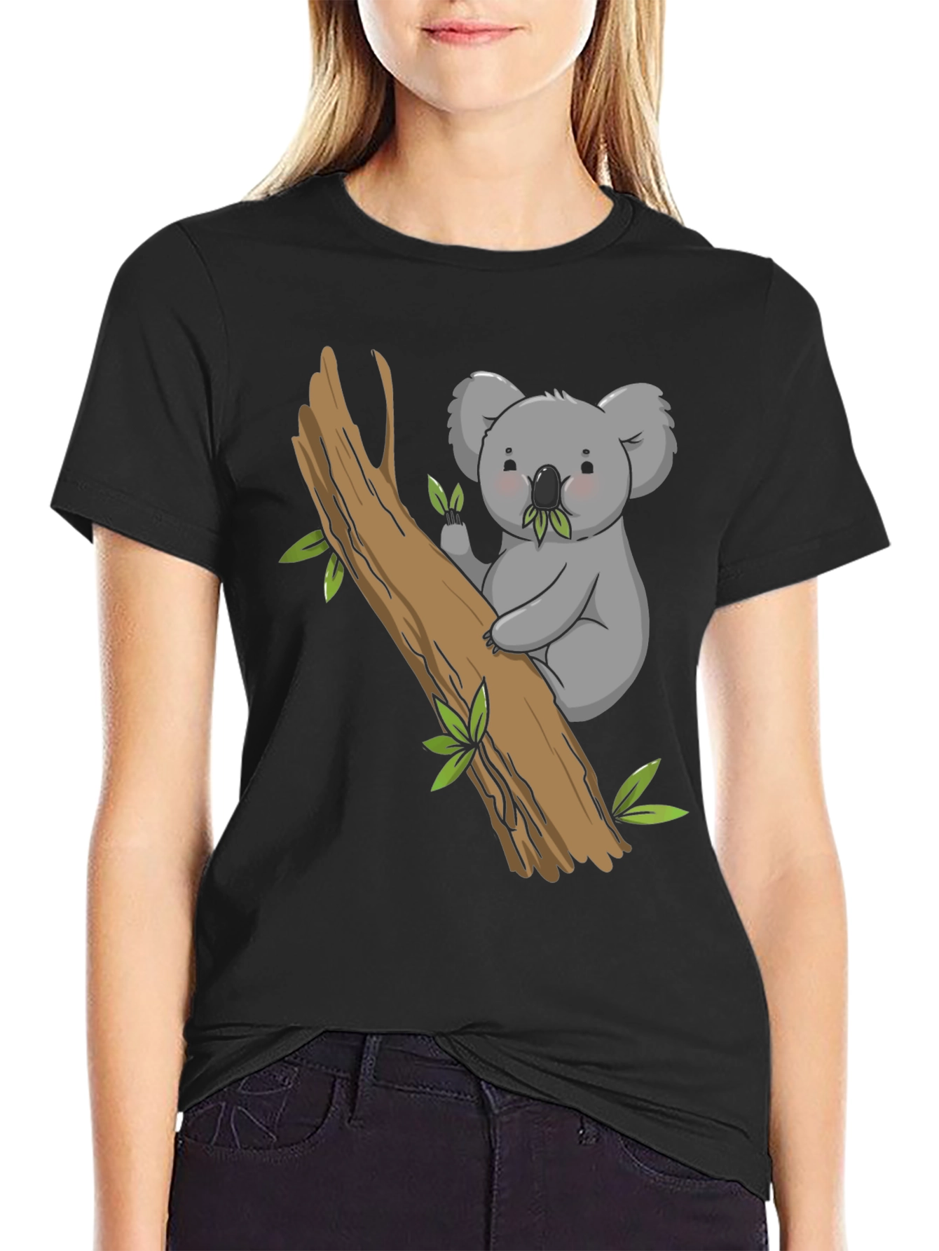 Black Cute Koala Bear Tree T-Shirt view 2