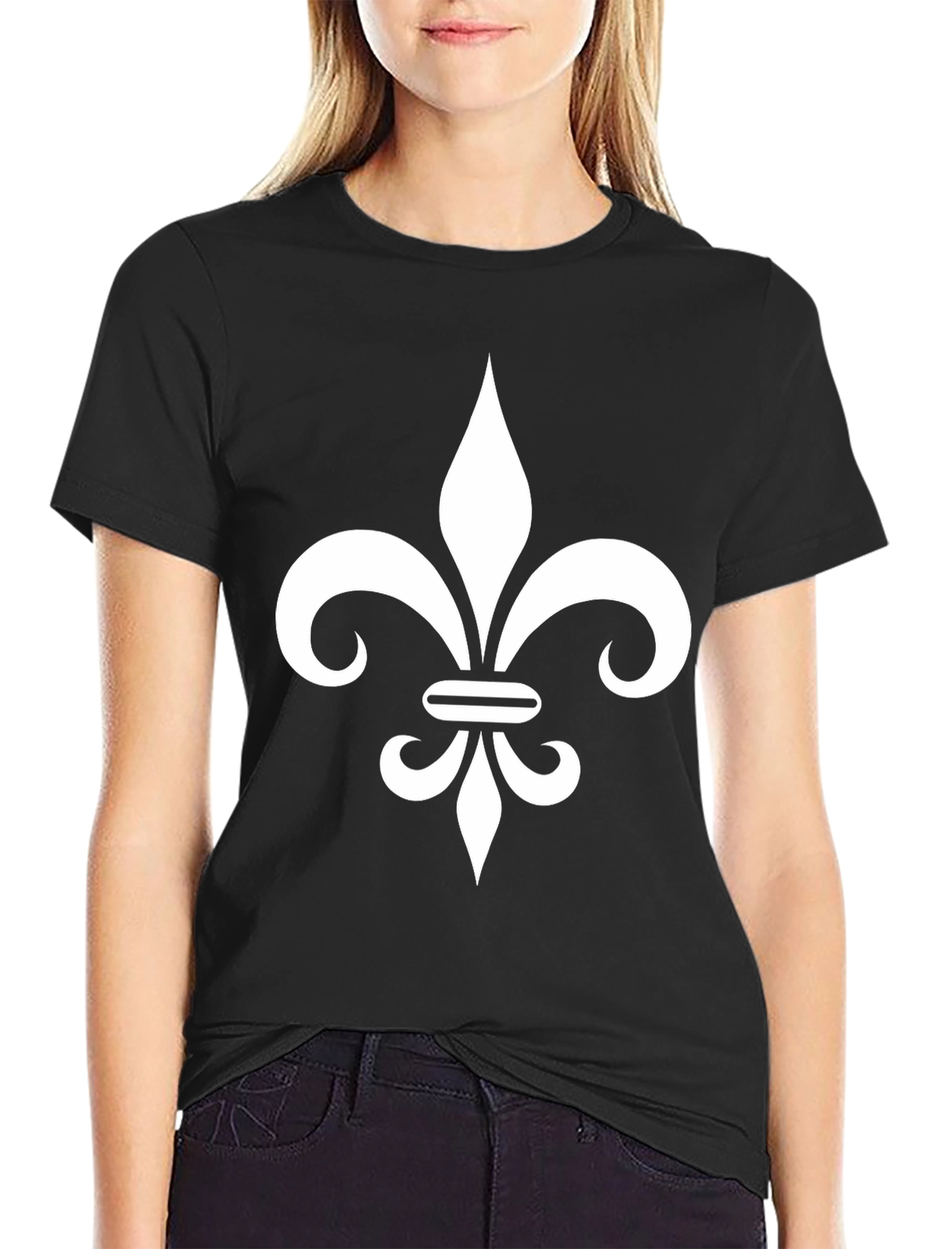 Black Fleur-de-lis Black T-Shirt view 2