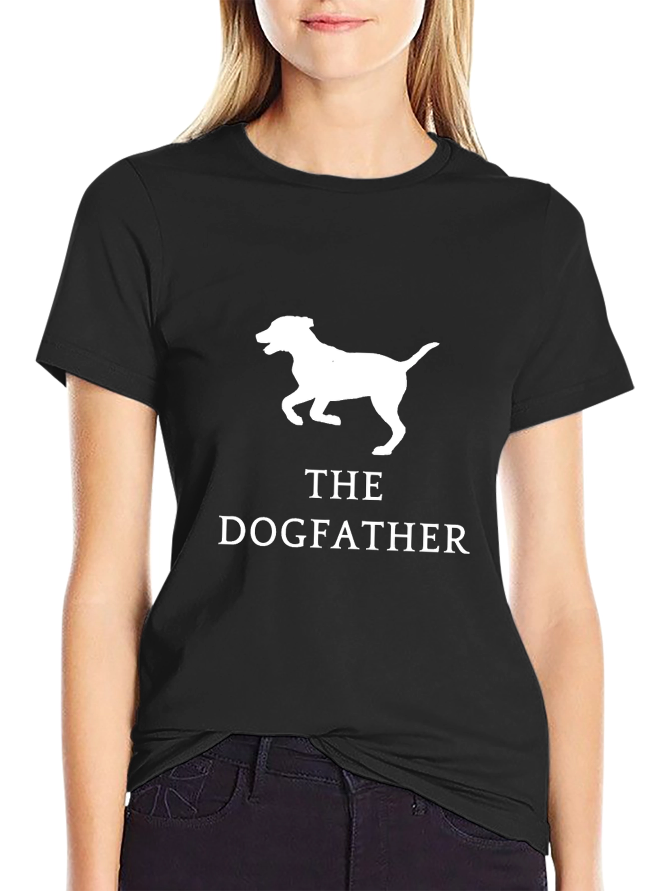 Black The Dogfather T-Shirt - Funny Dog Lover Tee view 2