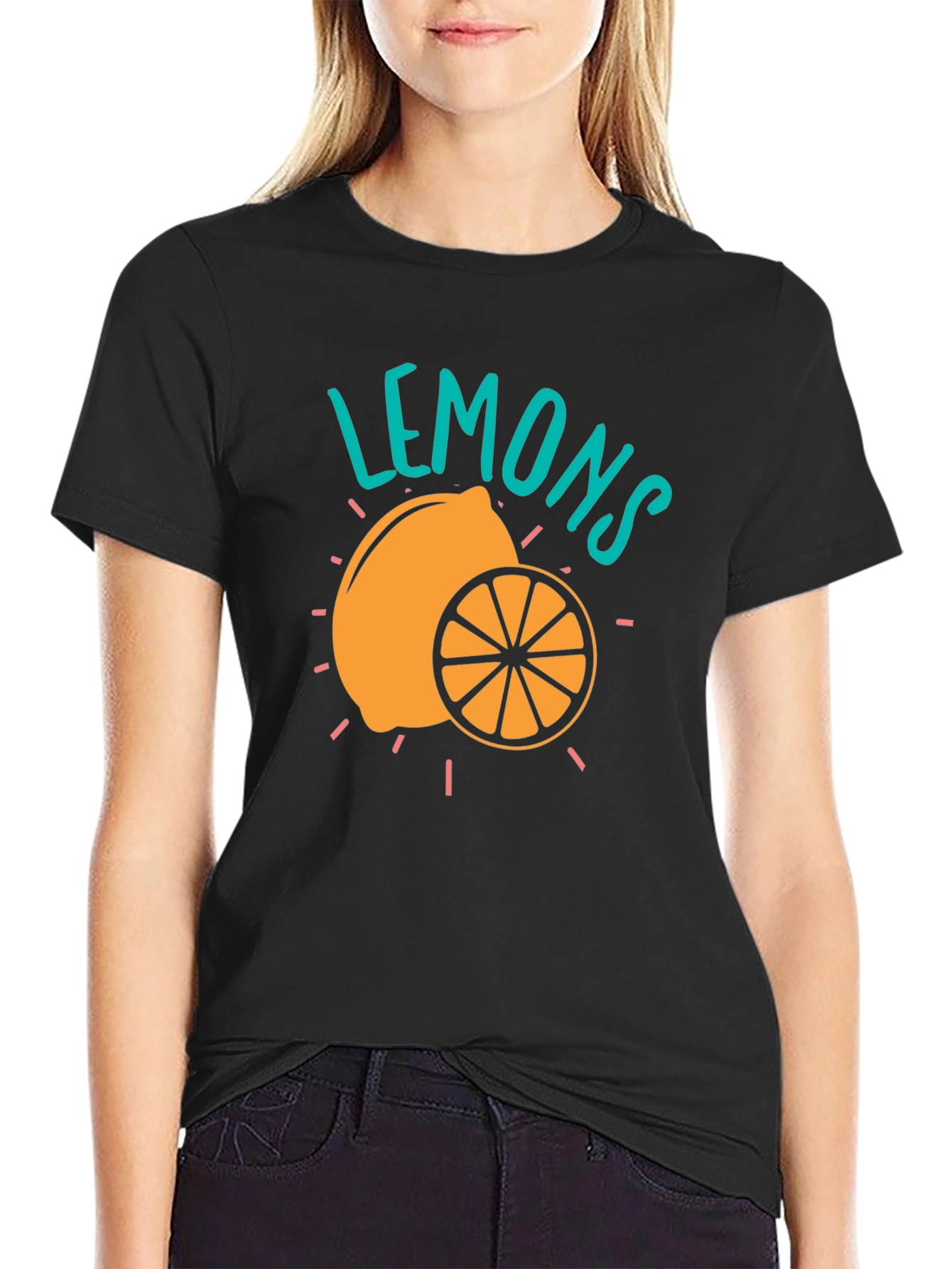 Black Lemons Graphic T-Shirt - Trendy Fruit Design view 2