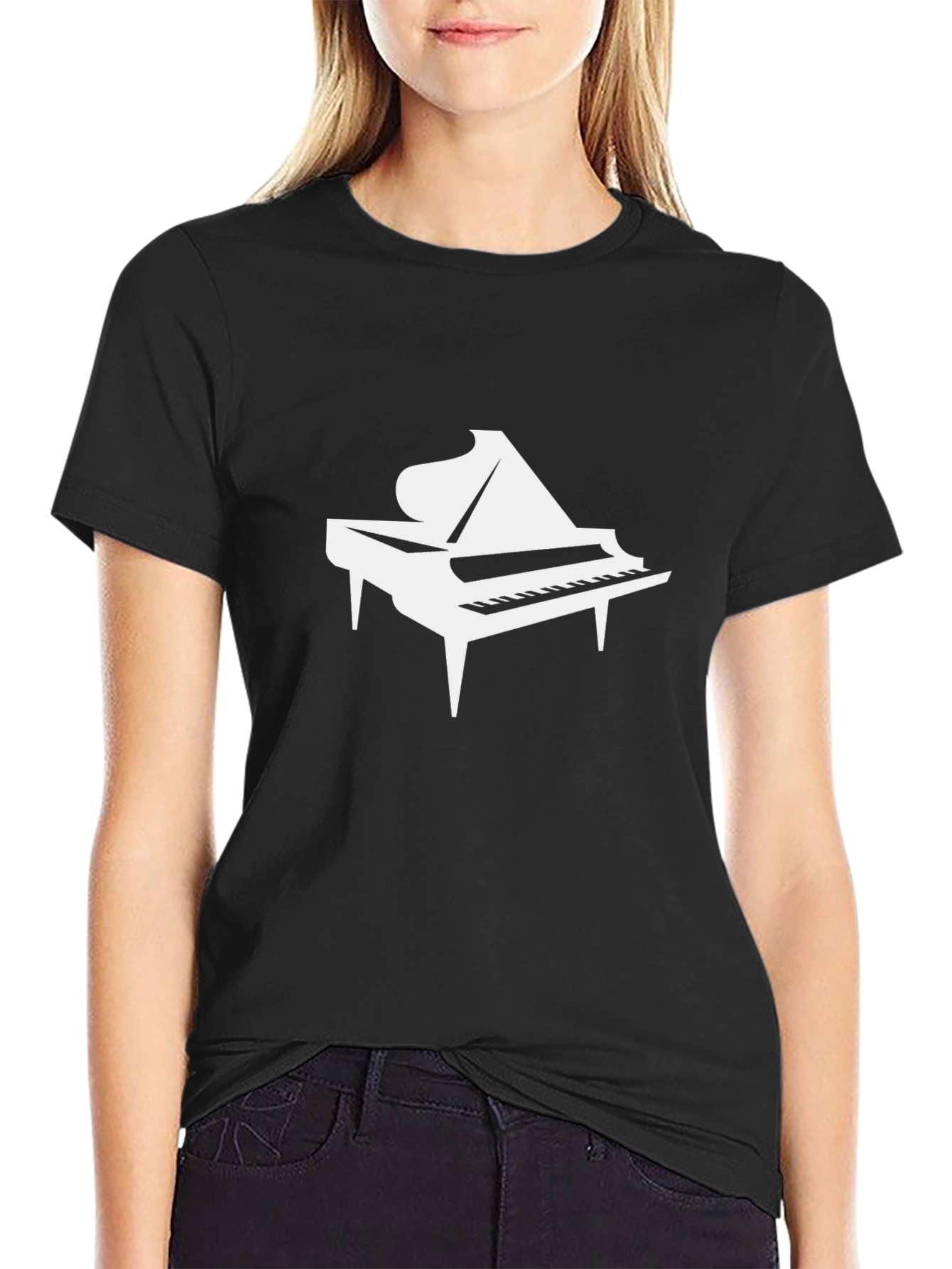 Black Piano T-Shirt - Black Graphic Tee for Music Lovers view 2