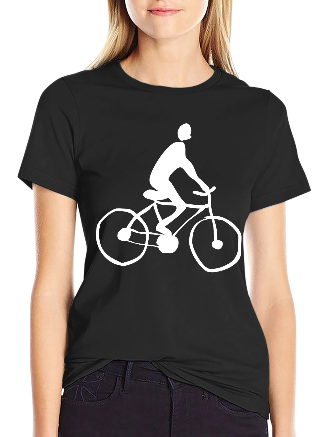 Black Black T-Shirt with Cyclist Graphic view 2