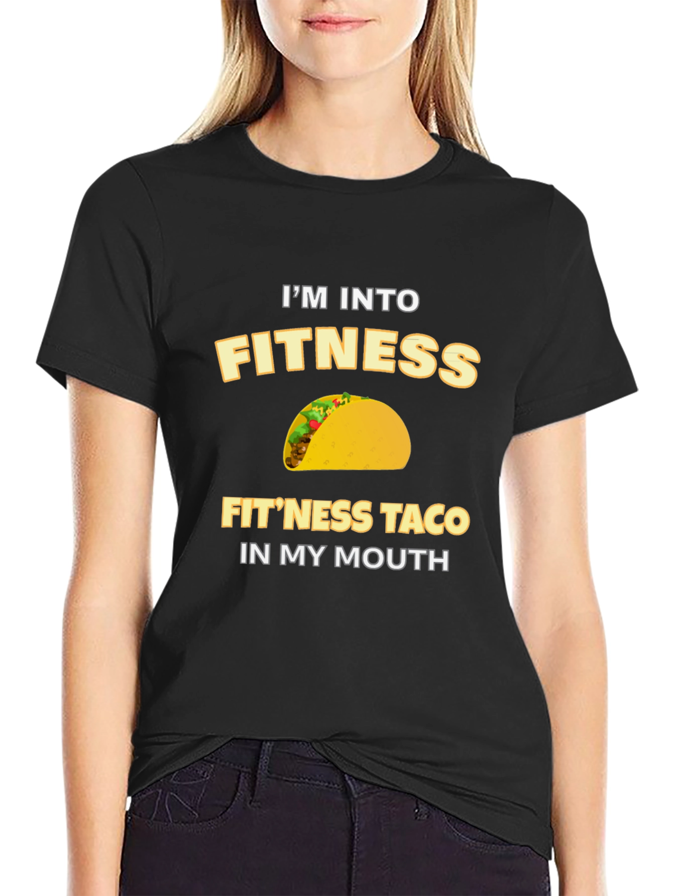 Black I'm Into Fit'ness Taco Graphic T-Shirt view 2