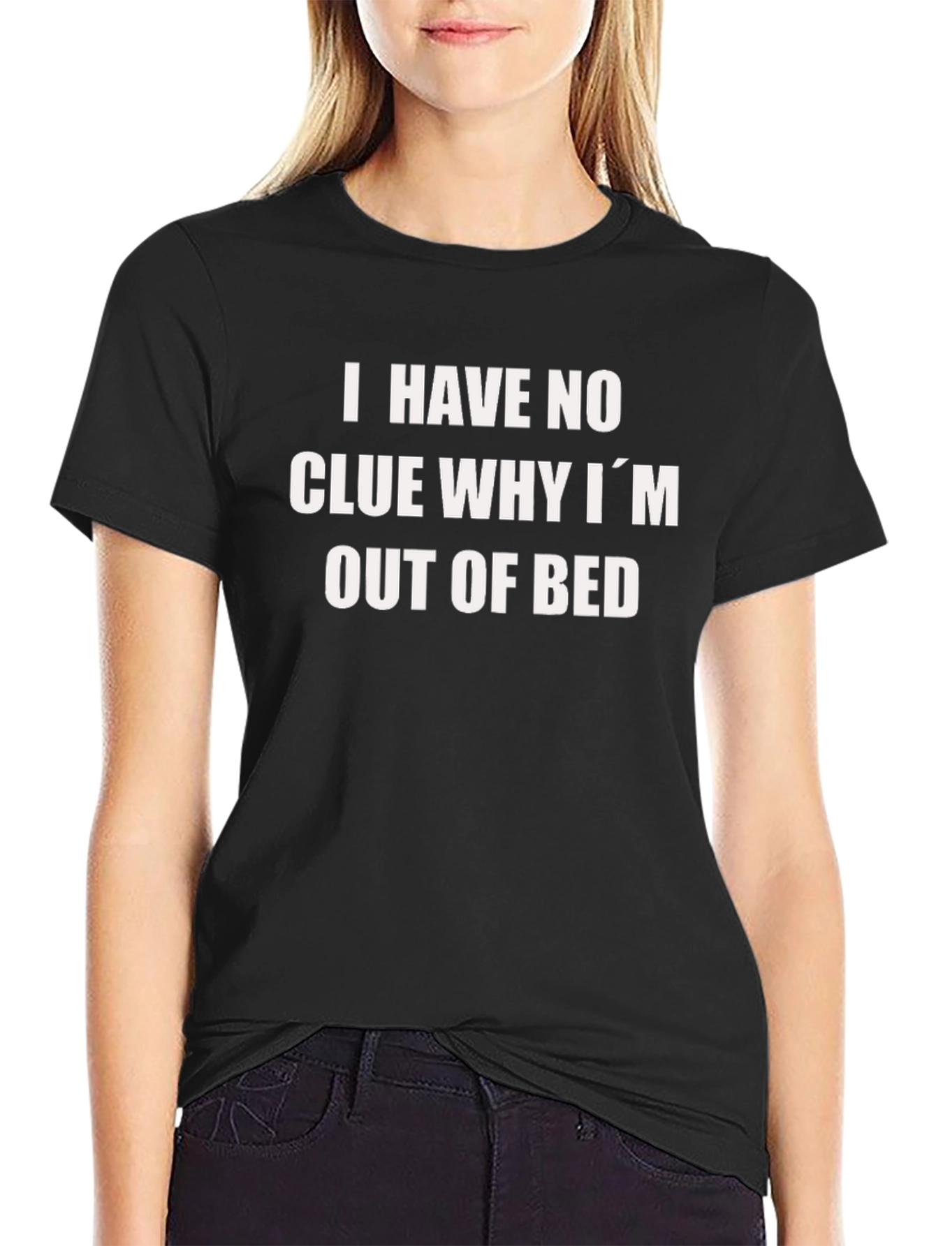 Black Funny "Out of Bed" Black Graphic Tee view 2