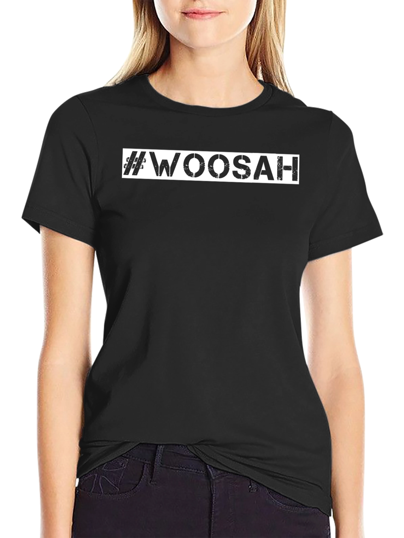 Black #Woosah Black Graphic Tee - Relax & Unwind view 2