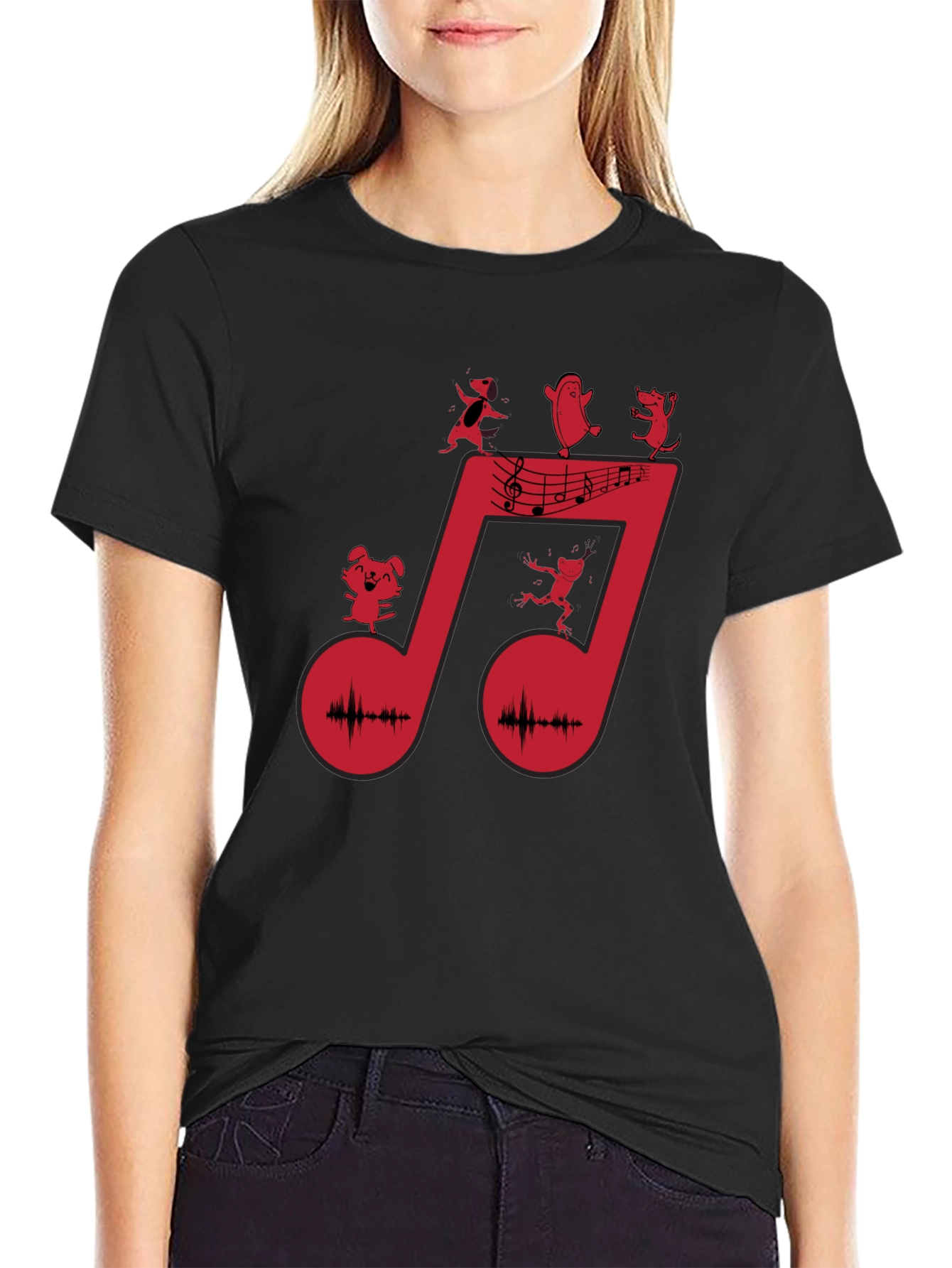 Musical Note Graphic Tee - Black Cotton T-Shirt - 2