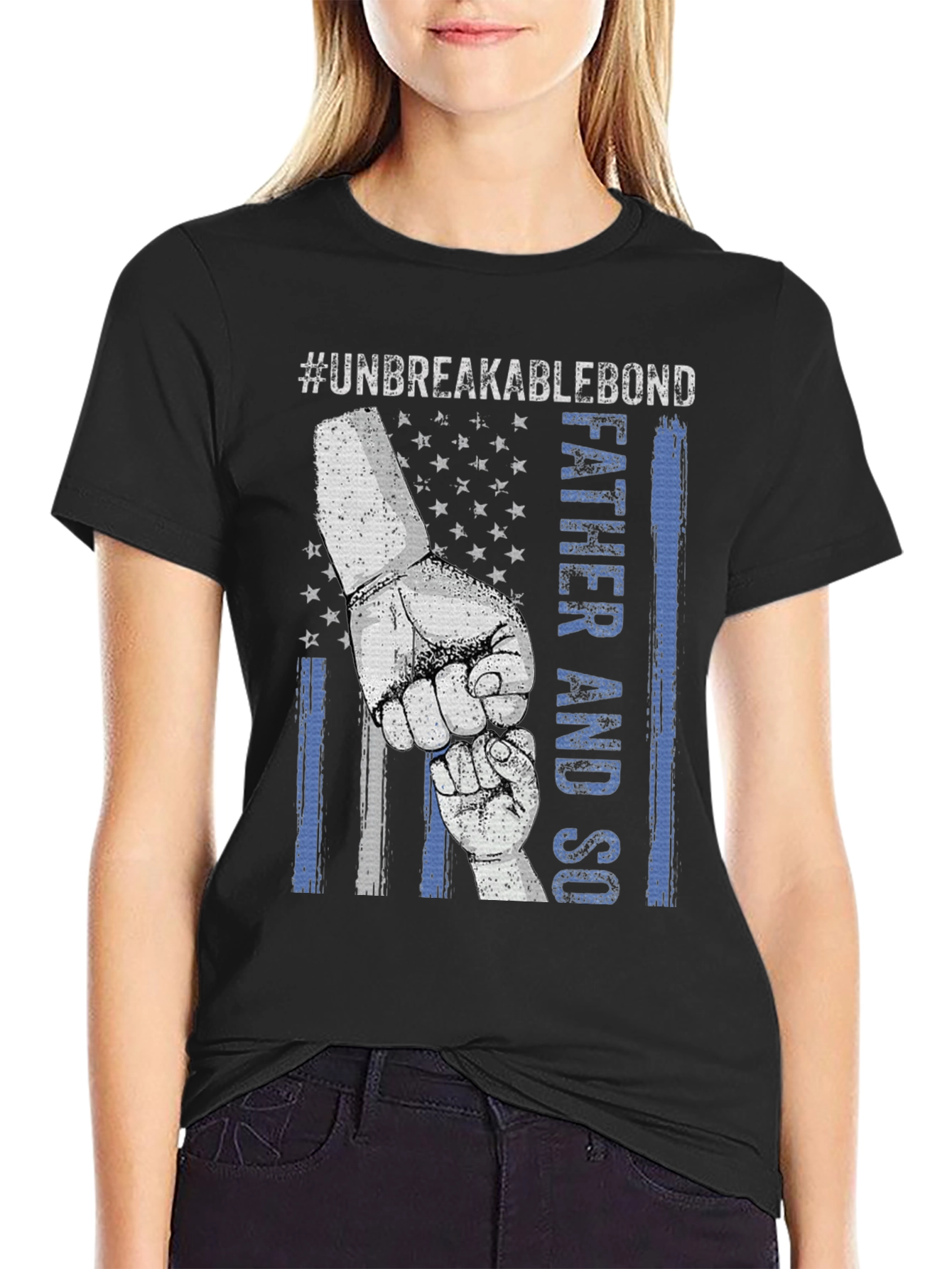 Black Unbreakable Bond Father and Son T-Shirt view 2