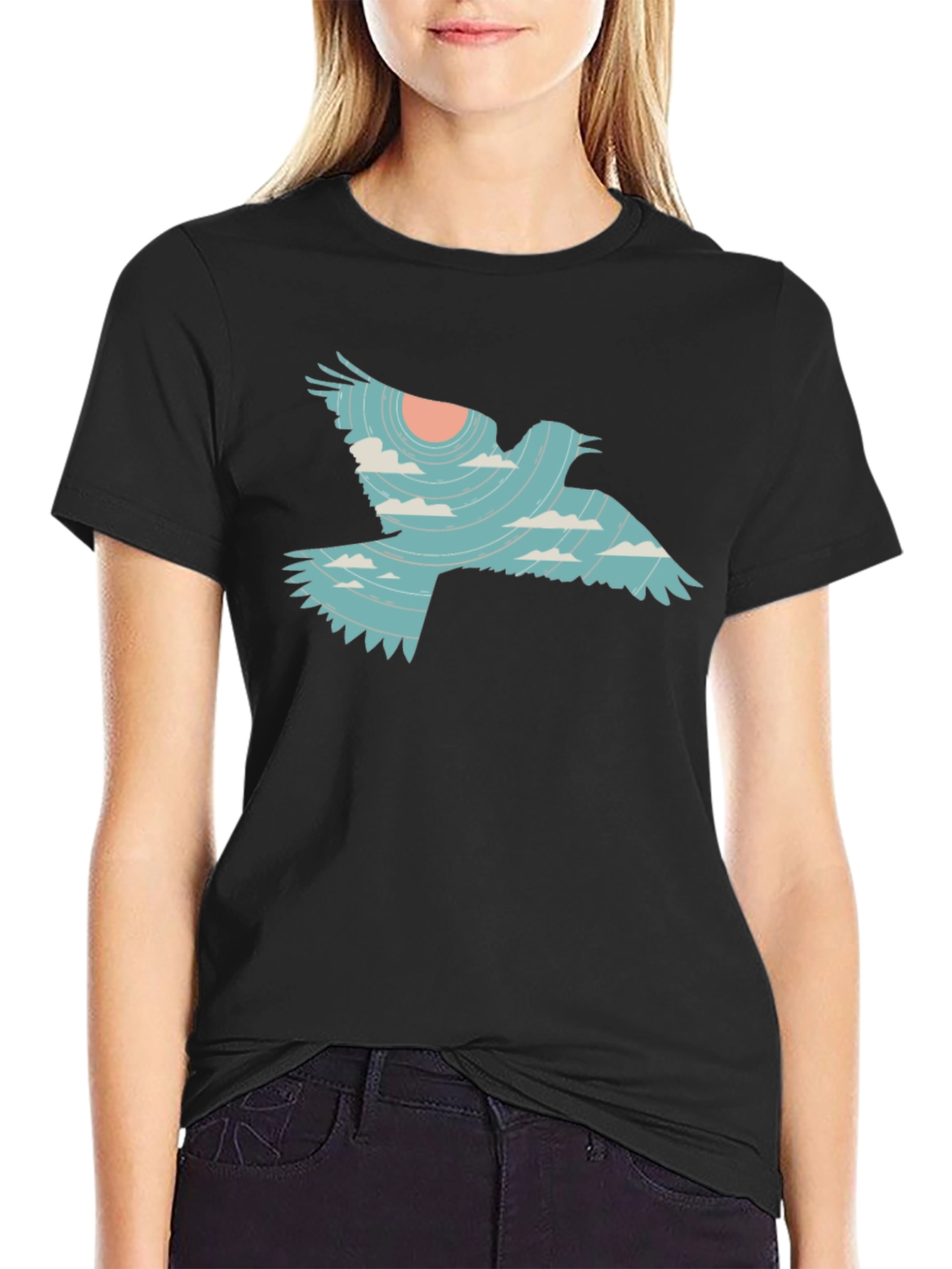 Black Sky Bird Graphic Tee - Unique Design view 2