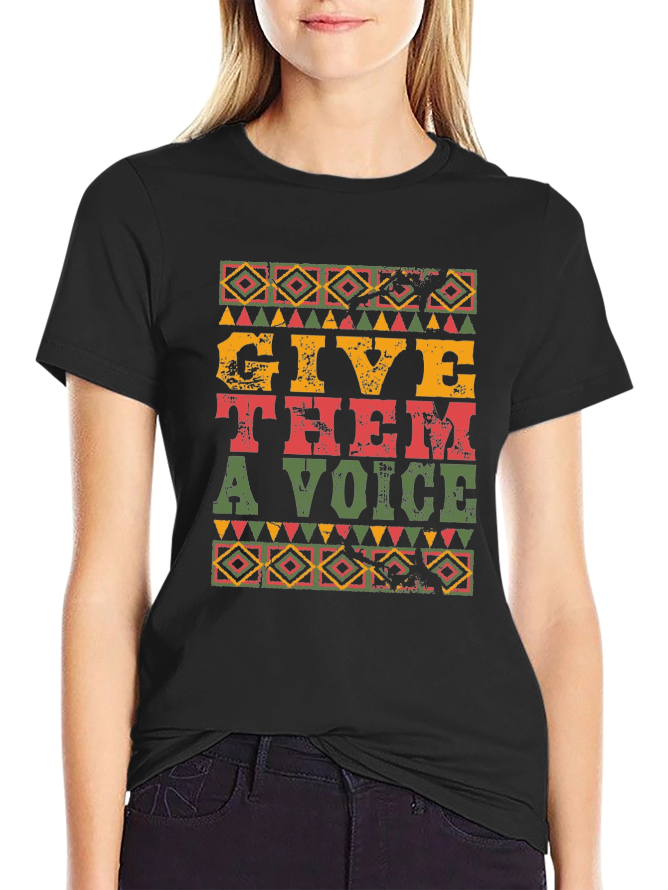 Black Give Them a Voice Black T-Shirt view 2