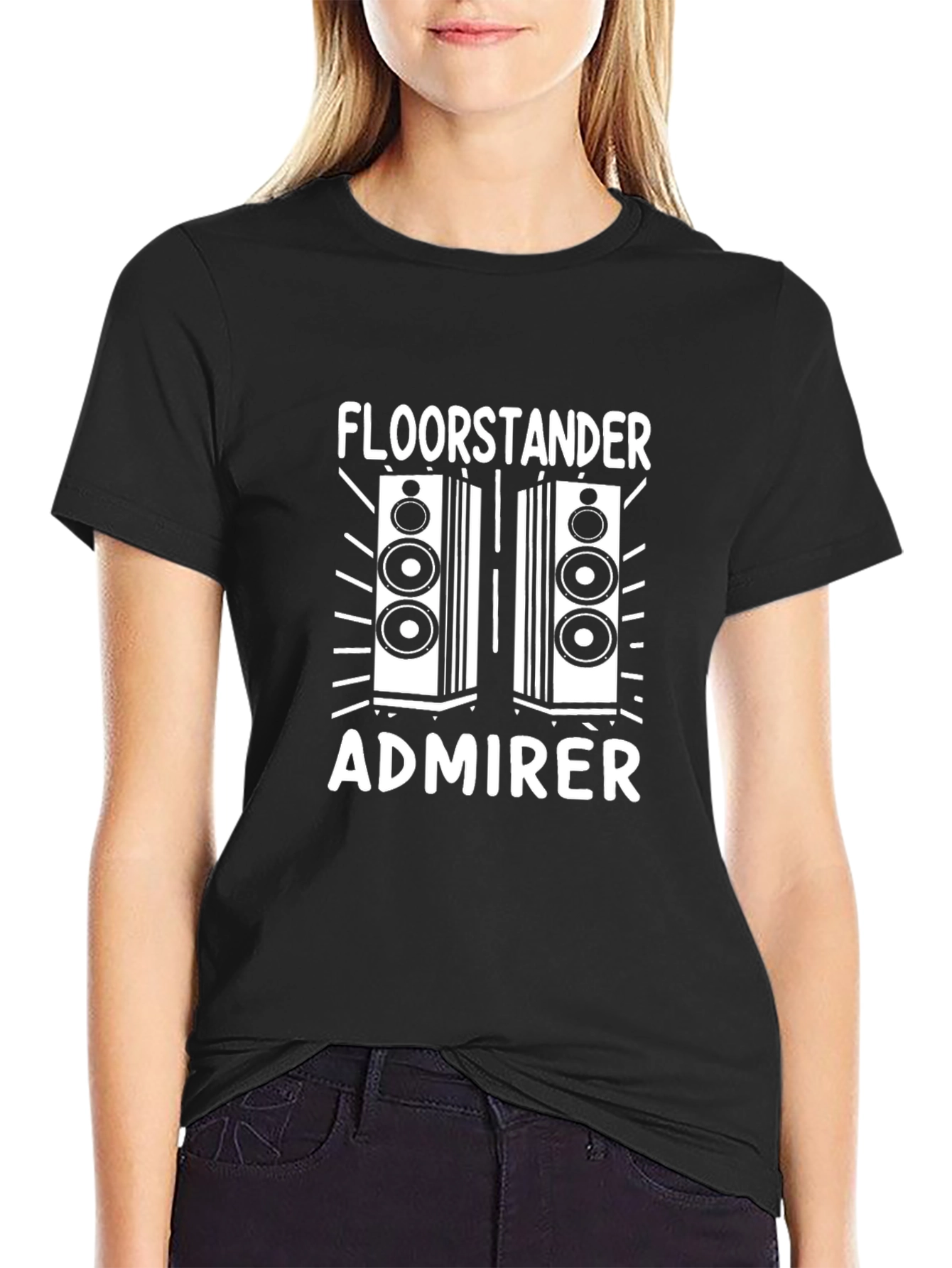 Black Floorstander Admirer Graphic Tee - Black Cotton T-Shirt view 2
