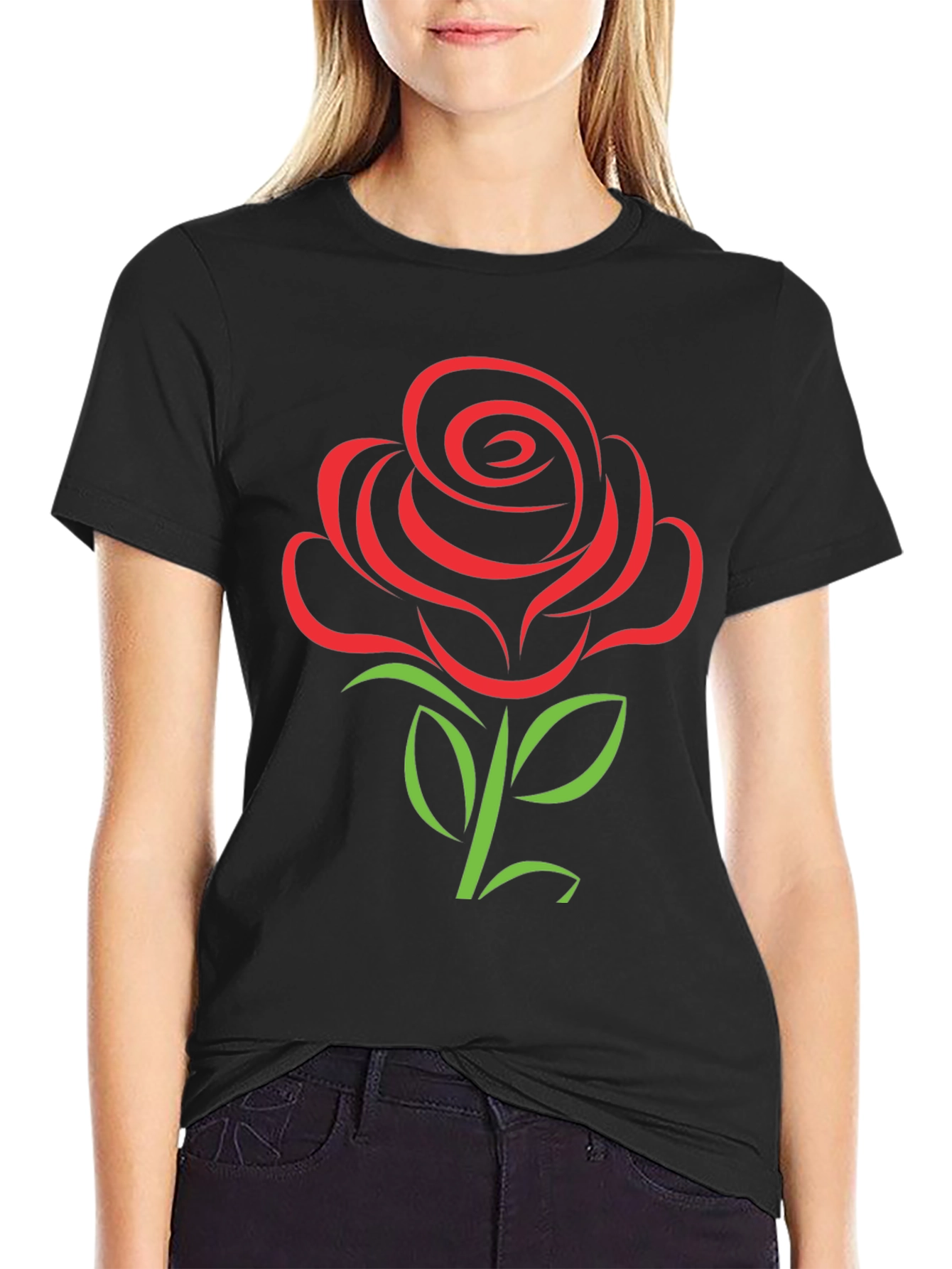 Black Rose Graphic Tee - Black Short Sleeve T-Shirt view 2