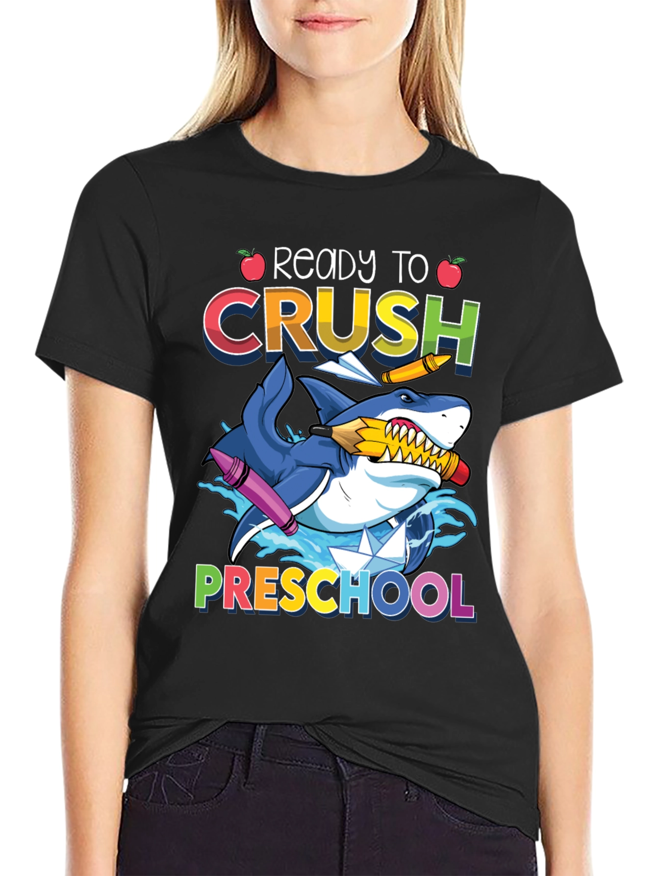 Black Ready to Crush Preschool Shark T-Shirt view 2