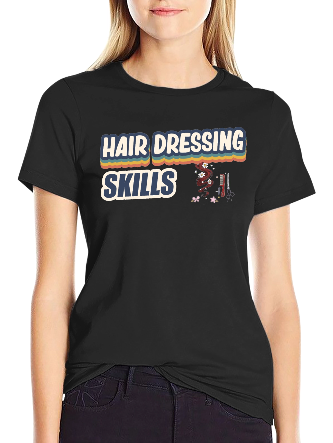 Black Hairdressing Skills Graphic T-Shirt view 2