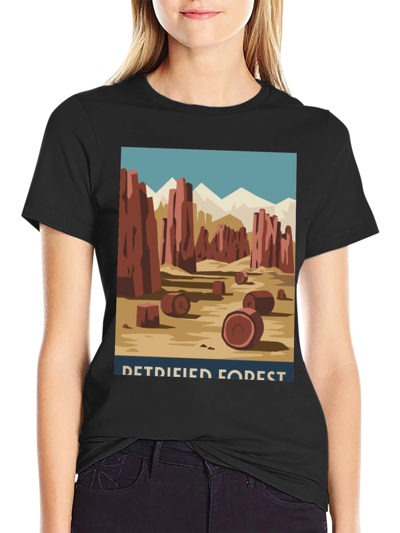Black Petrified Forest T-Shirt - Retro Desert Graphic Tee view 2