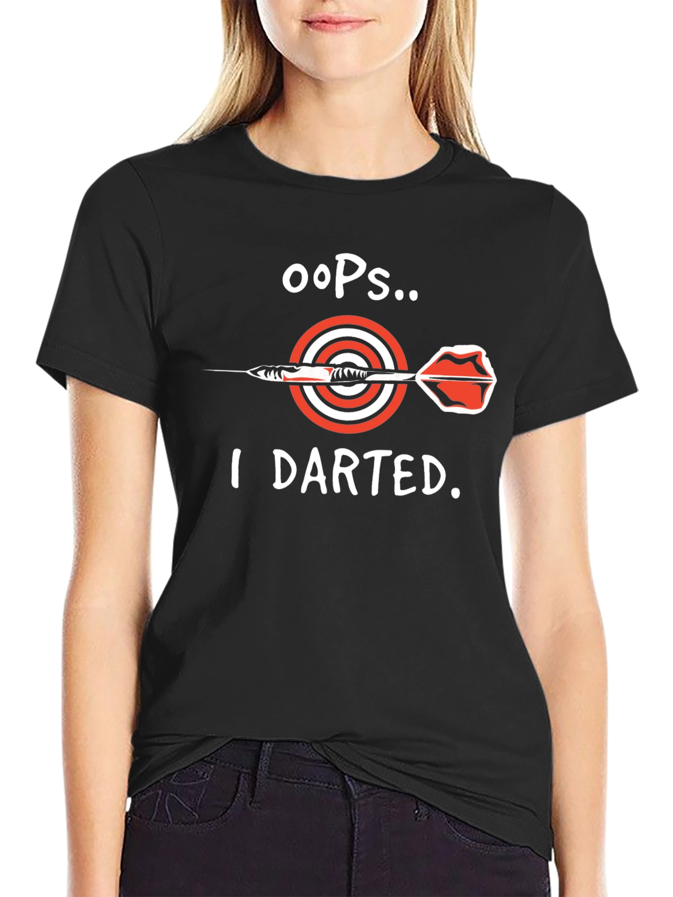 Black Oops I Darted T-Shirt - Dart Bullseye Tee view 2