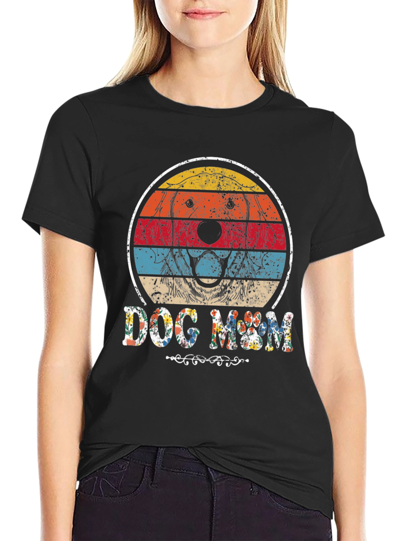 Black Dog Mom Retro Graphic Tee view 2