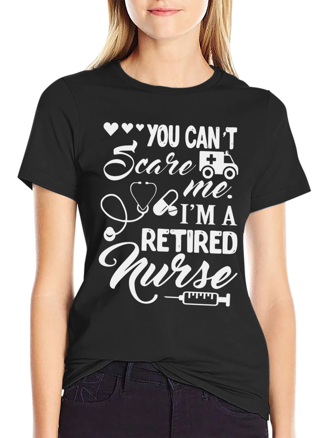 Black Retired Nurse T-Shirt: You Can't Scare Me view 2
