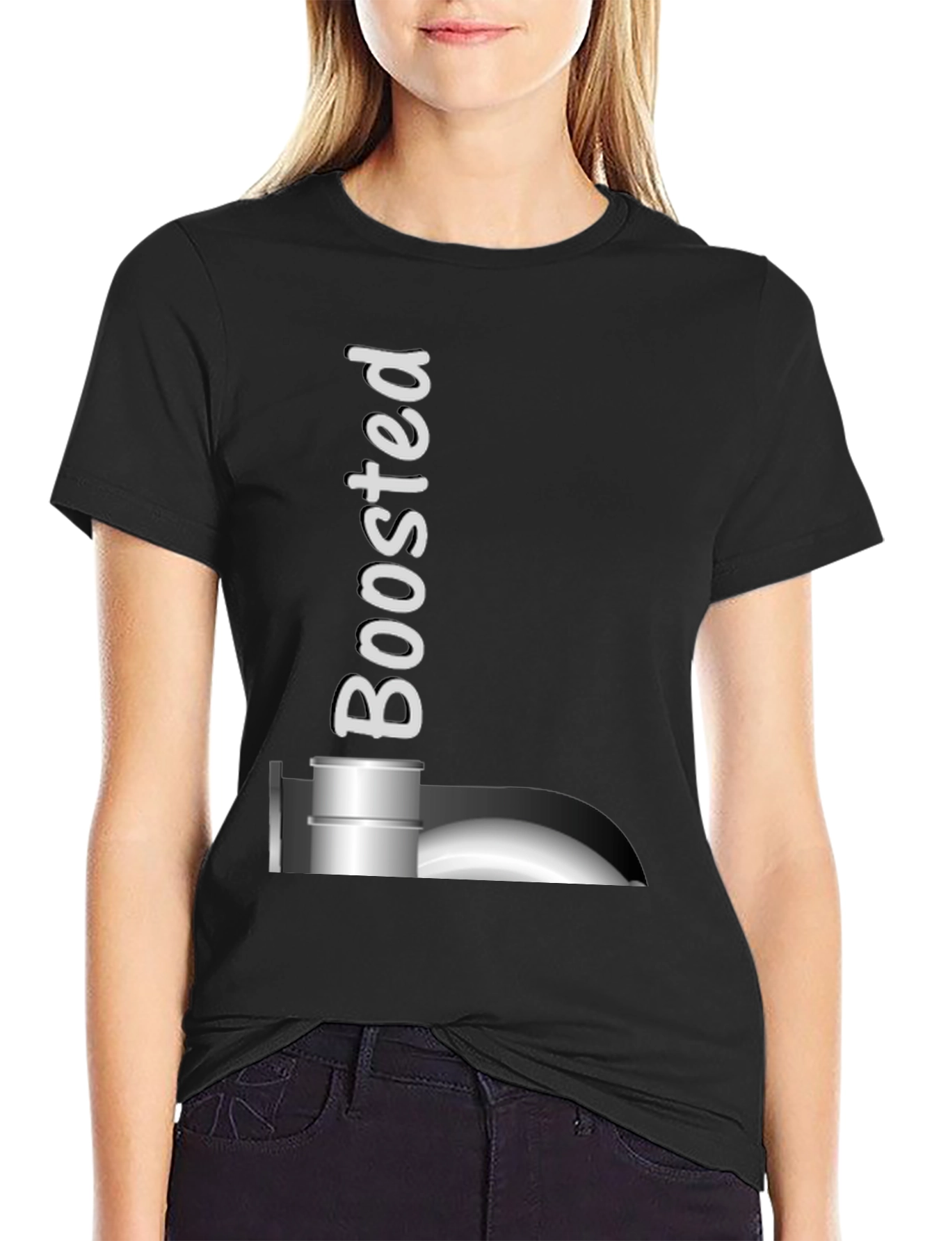 Black Boosted Black T-Shirt: Turbocharged Style! view 2