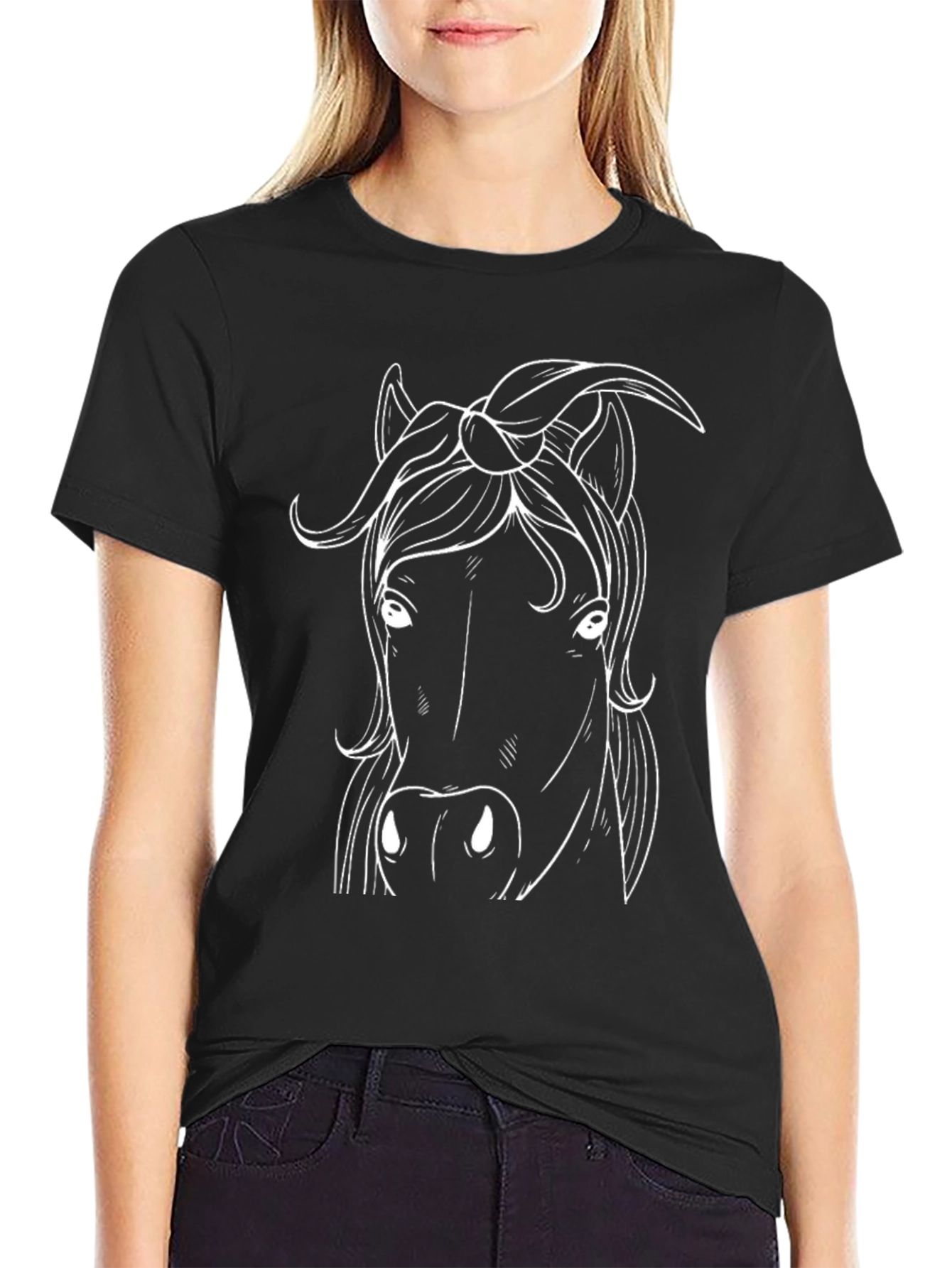 Black Horse Graphic Tee - Black Unisex T-Shirt view 2