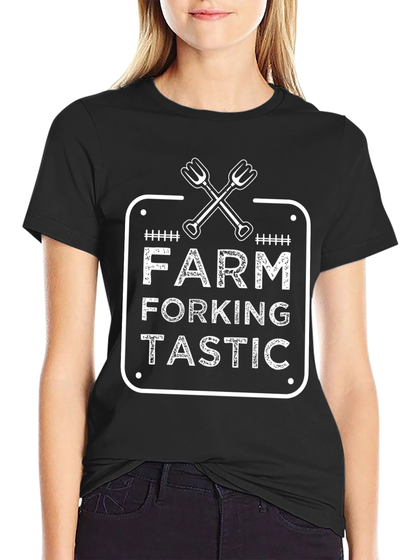 Black Farm Forking Tastic Graphic Tee - Black view 2