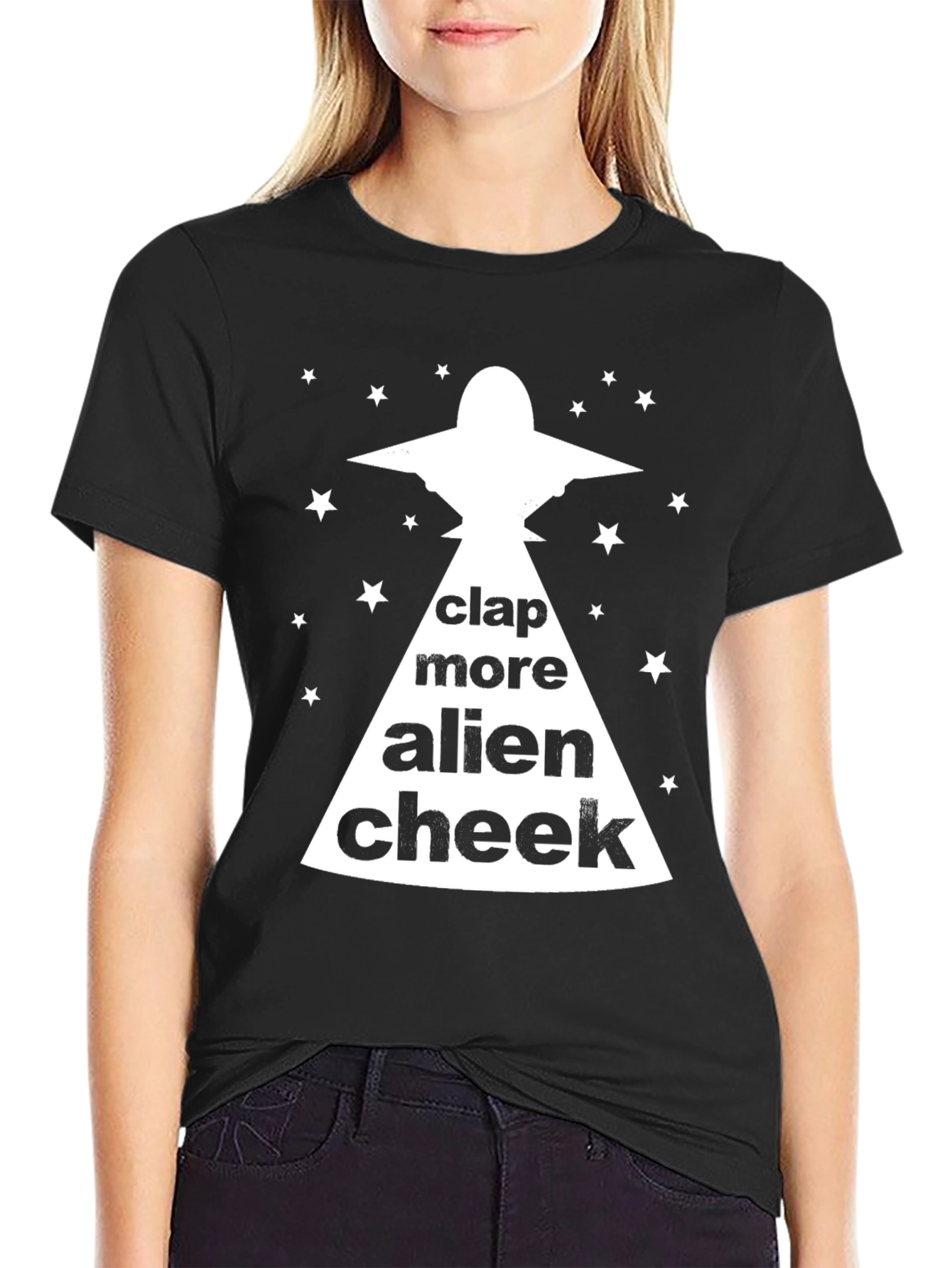 Black Clap More Alien Cheek Graphic Tee view 2