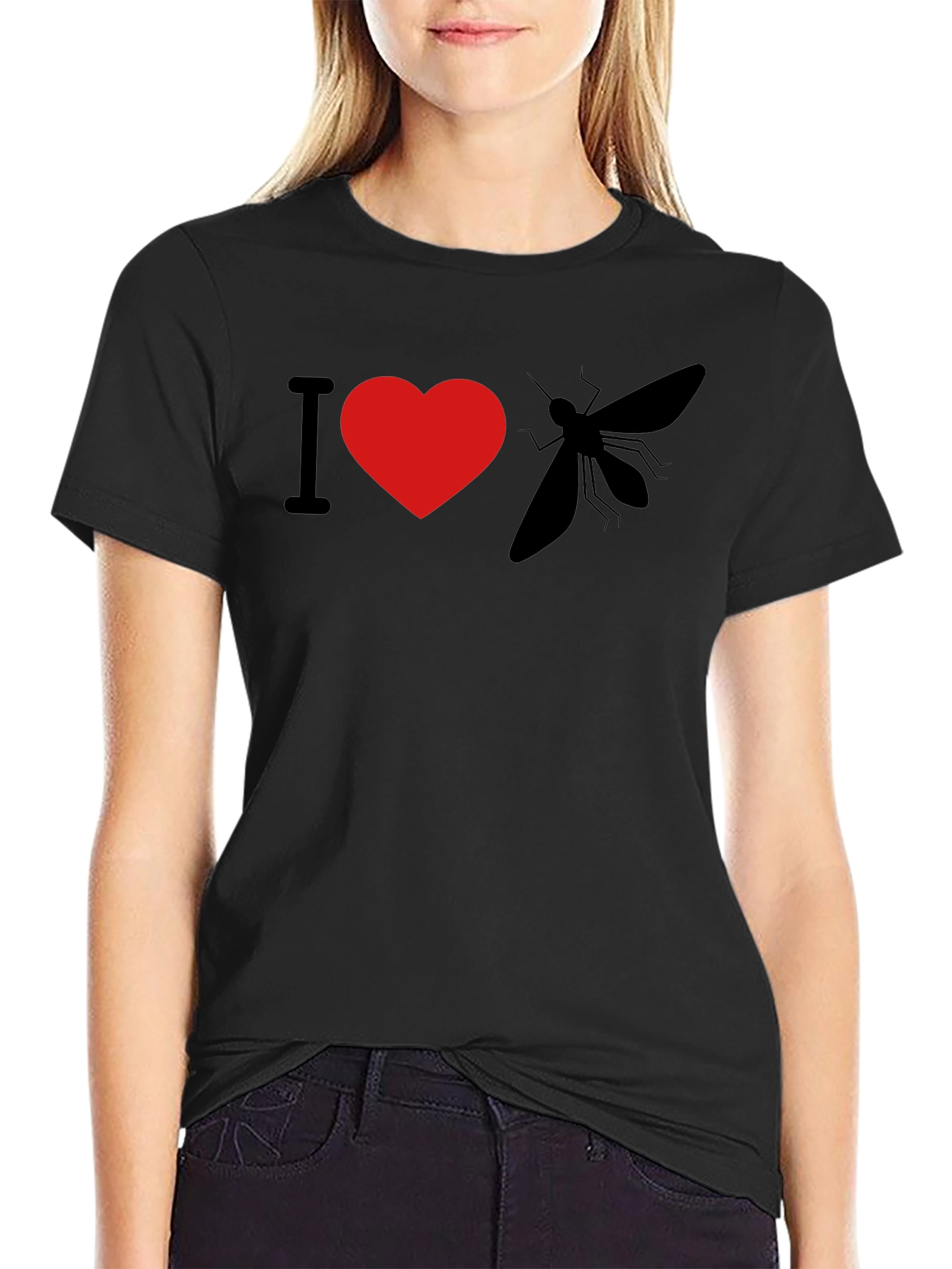 Black I Heart Mosquito T-Shirt - Novelty Graphic Tee view 2