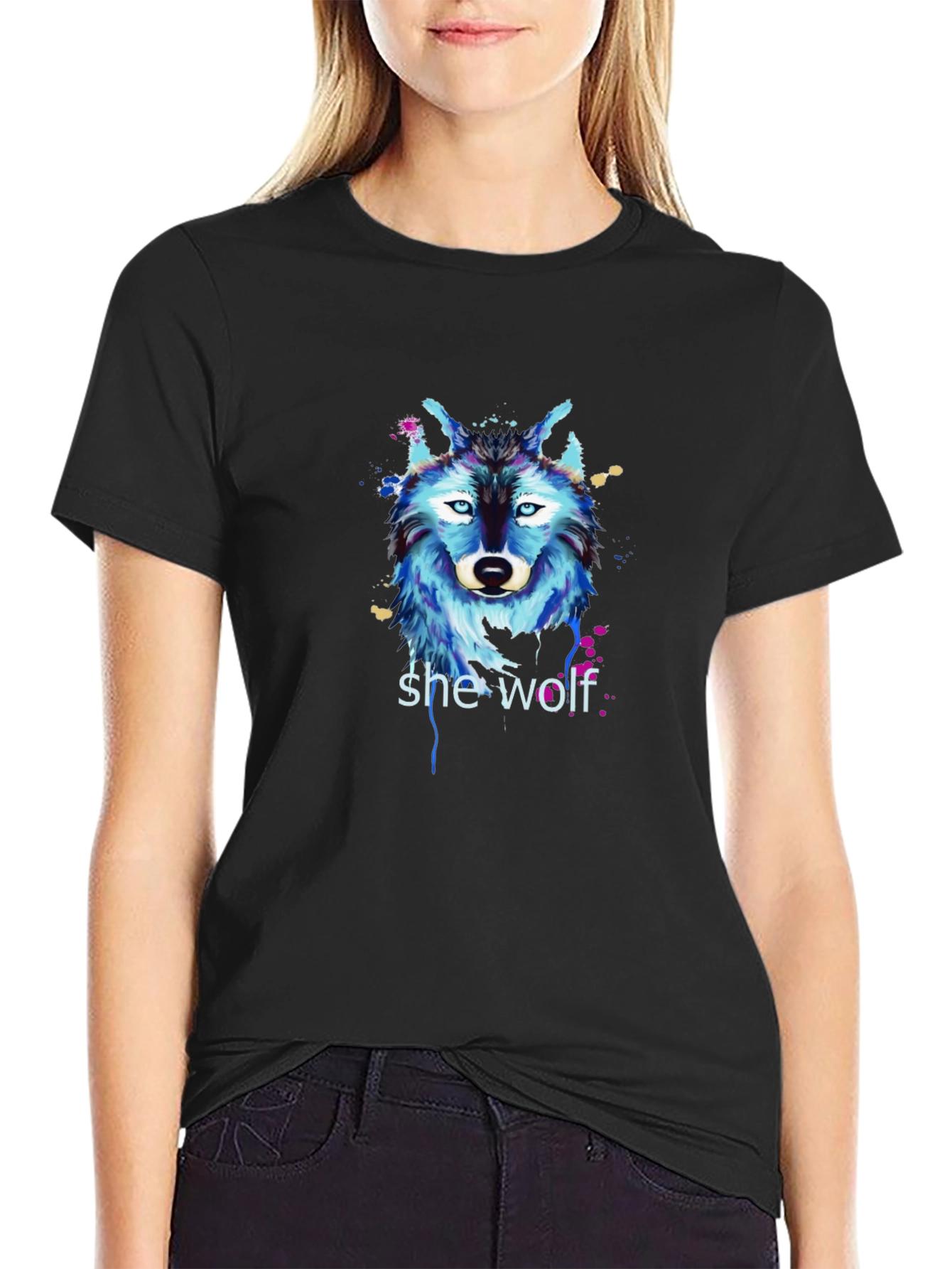 Black She Wolf Graphic T-Shirt view 2