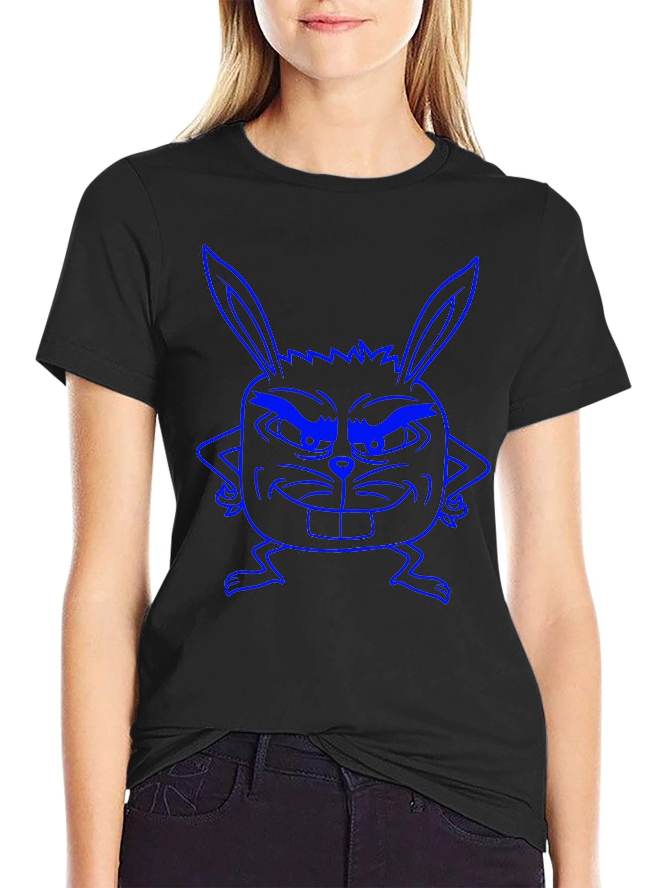 Black Funny Bunny Graphic Tee - Black view 2