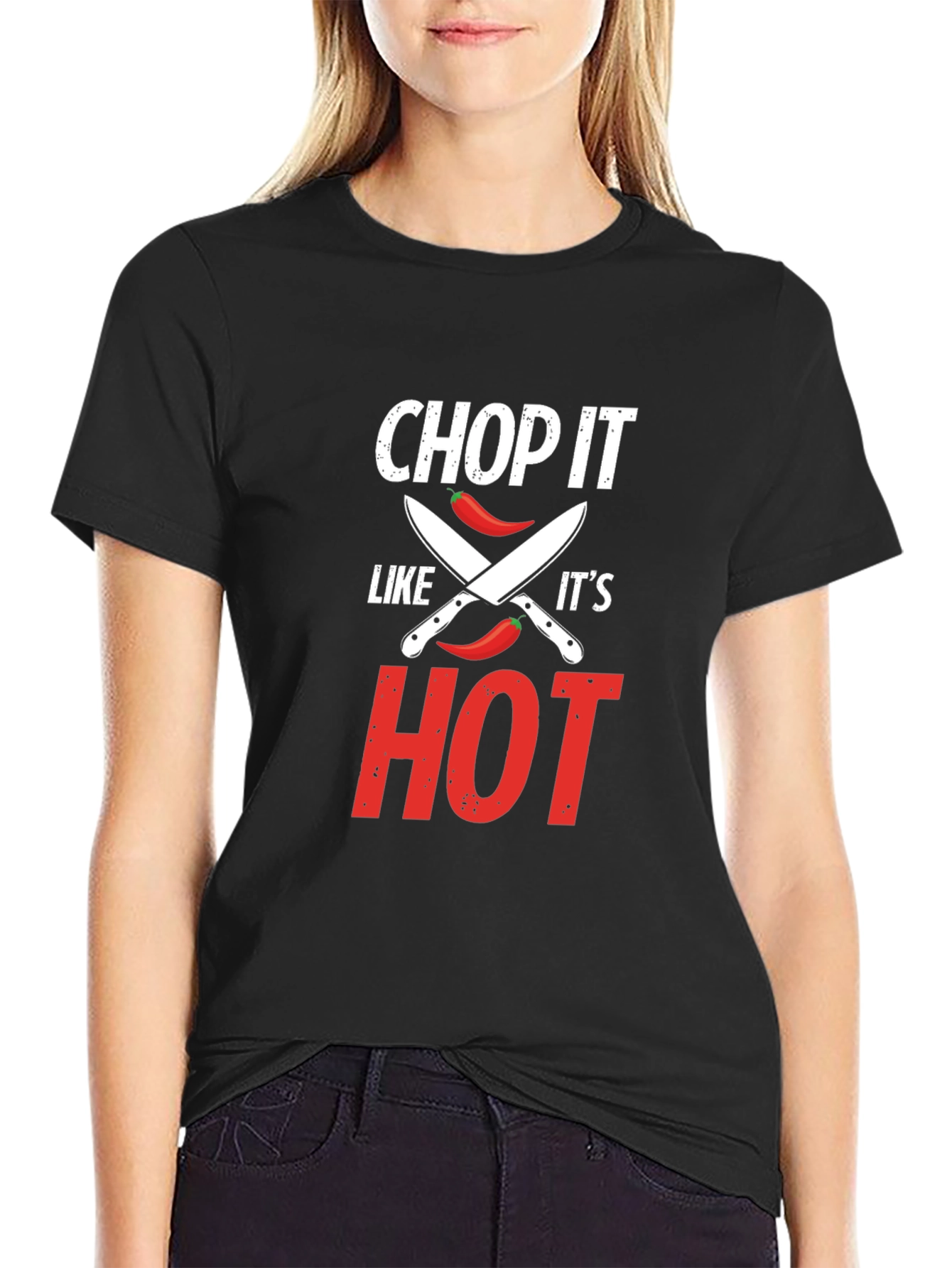 Black Chop It Like It's Hot T-Shirt - Foodie Gift view 2