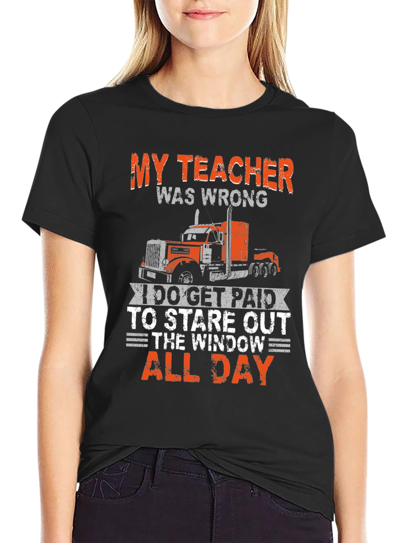 Black Trucker T-Shirt: My Teacher Was Wrong view 2