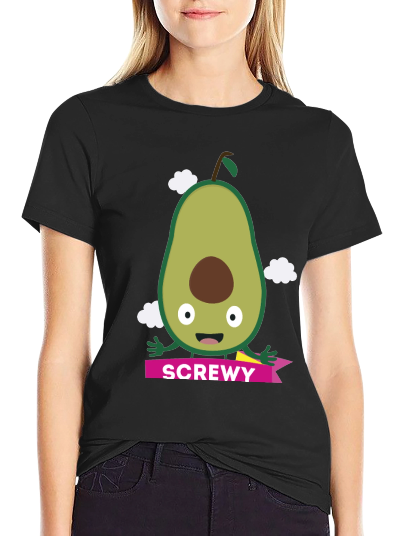 Black Screw You Funny Avocado T-Shirt view 2