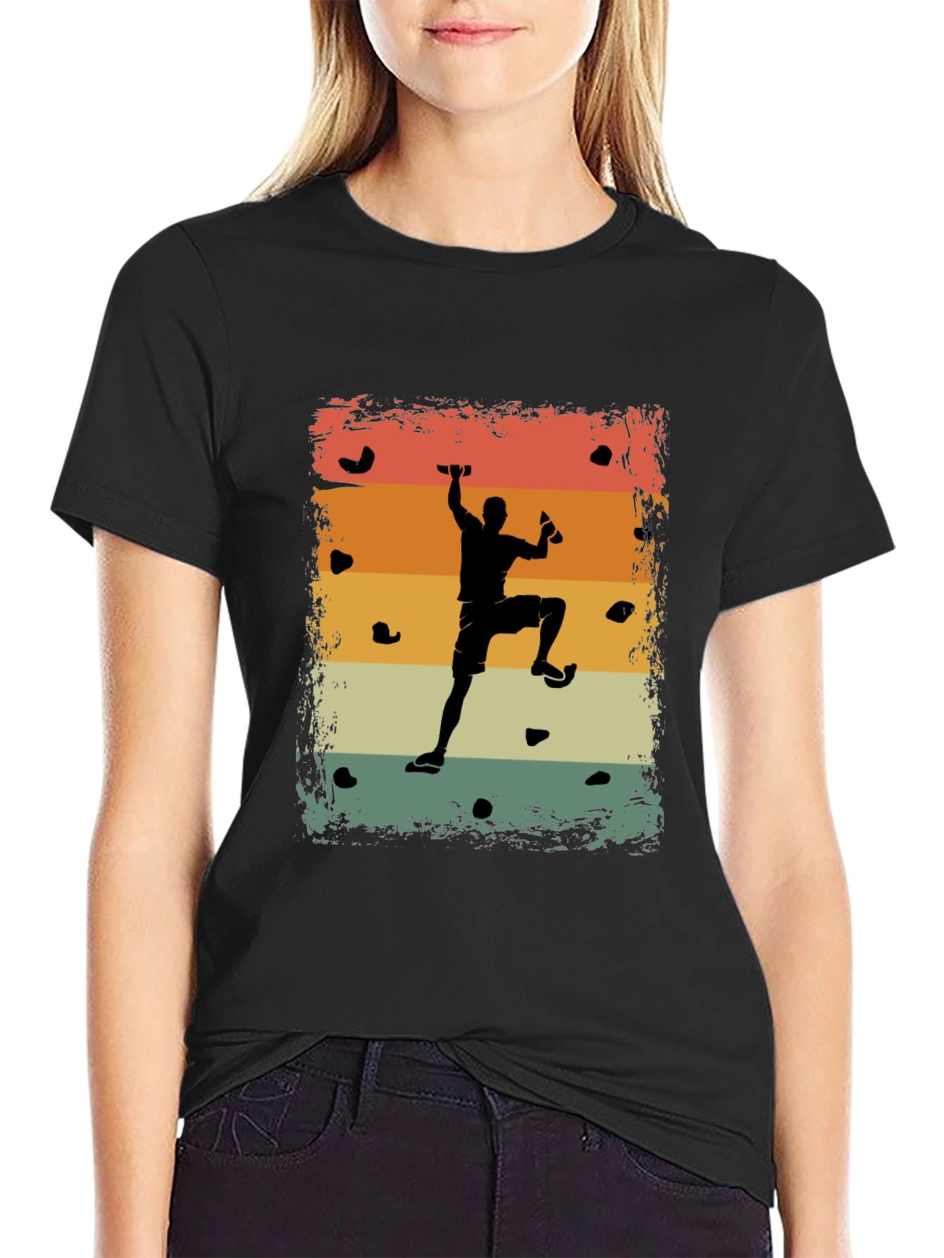 Black Retro Rock Climber T-Shirt - Black view 2