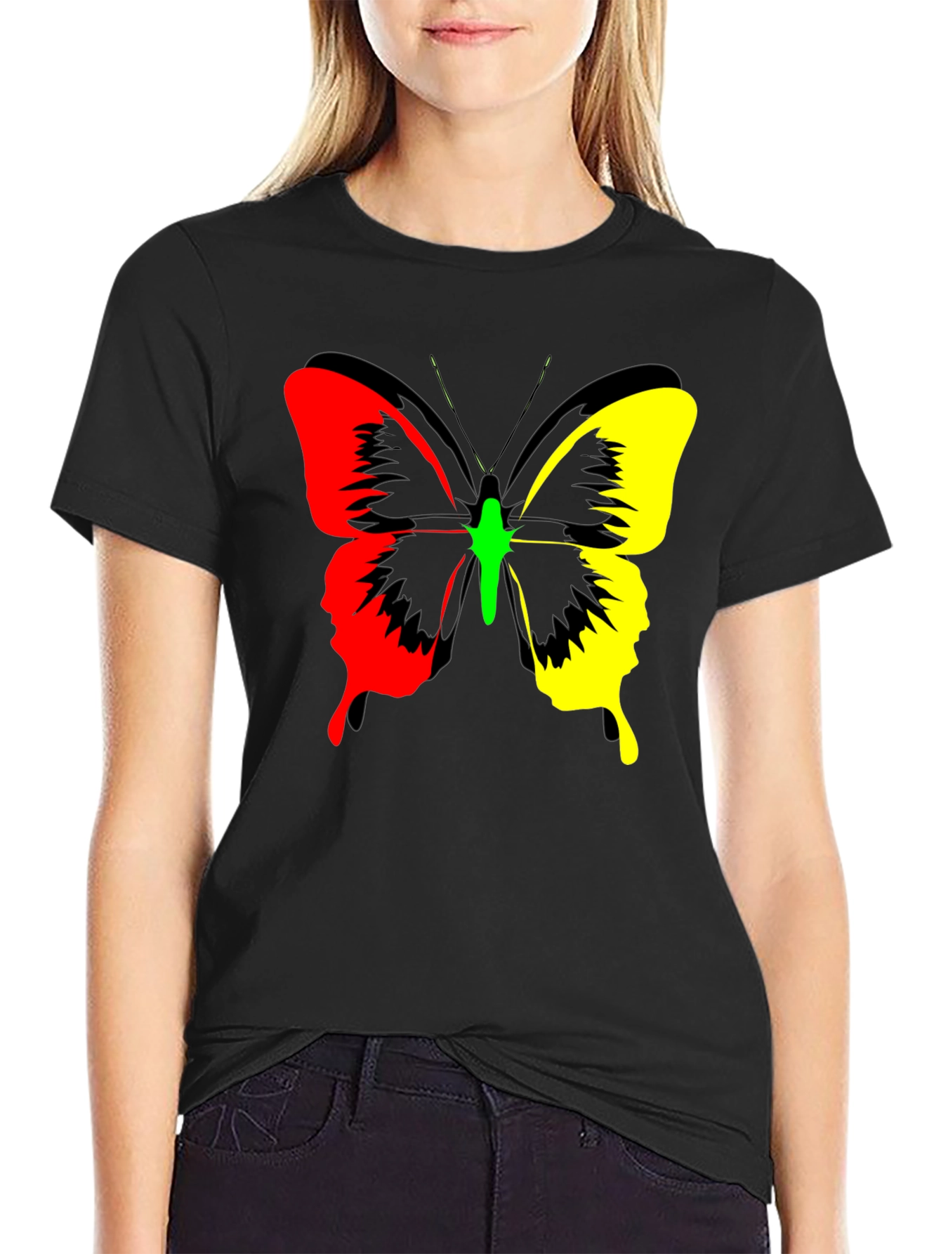 Black Butterfly Graphic Print Tee - Bold Fashion view 2