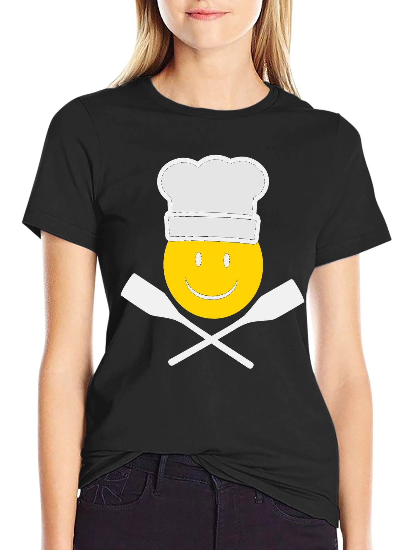Black Chef Emoji Graphic T-Shirt, Funny Cooking Tee view 2