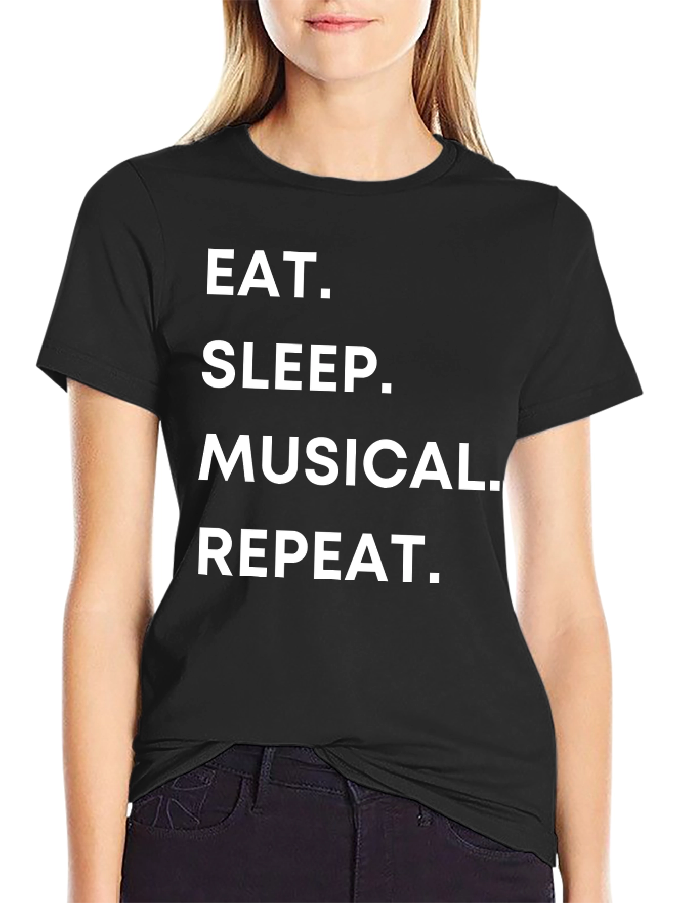 Black Eat Sleep Musical Repeat T-Shirt view 2