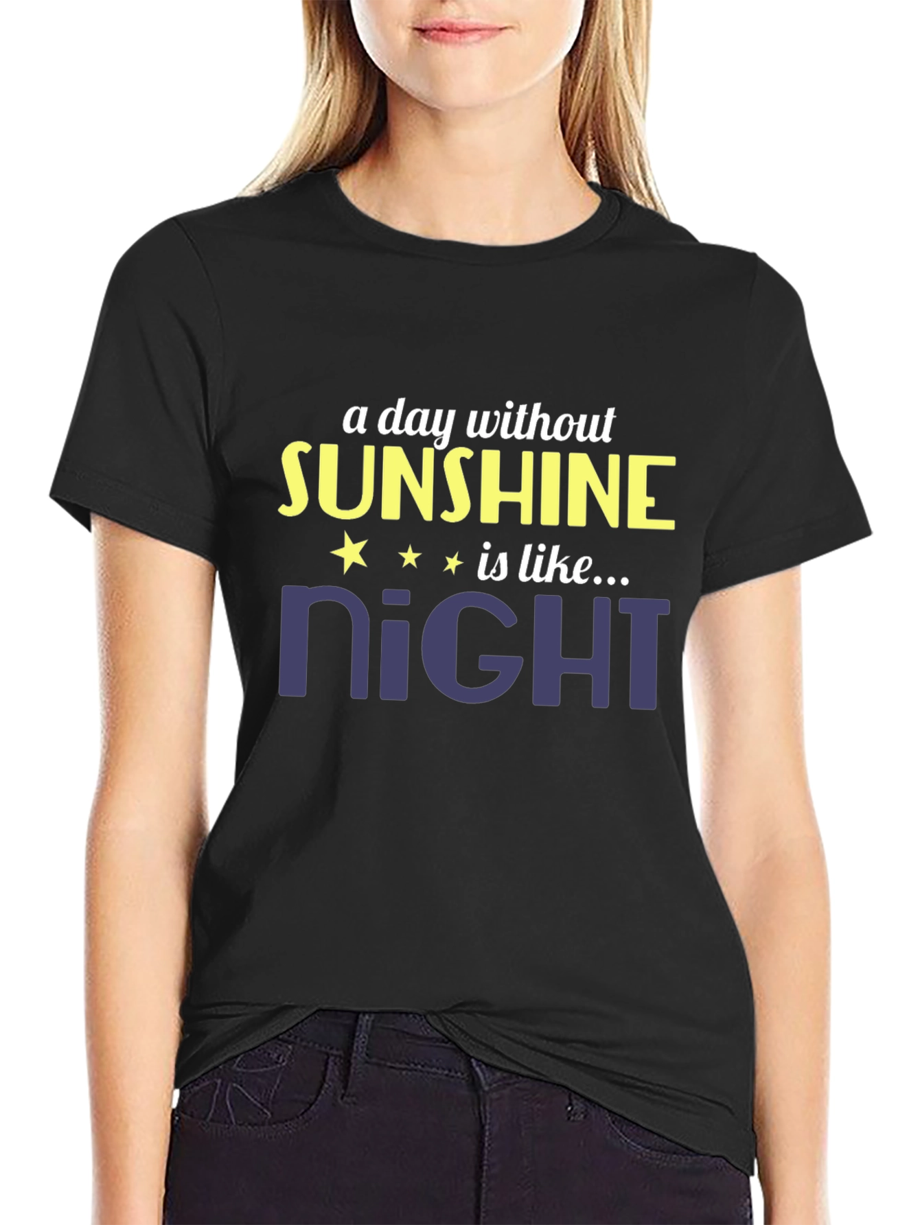 Black Funny Sunshine Night T-Shirt view 2