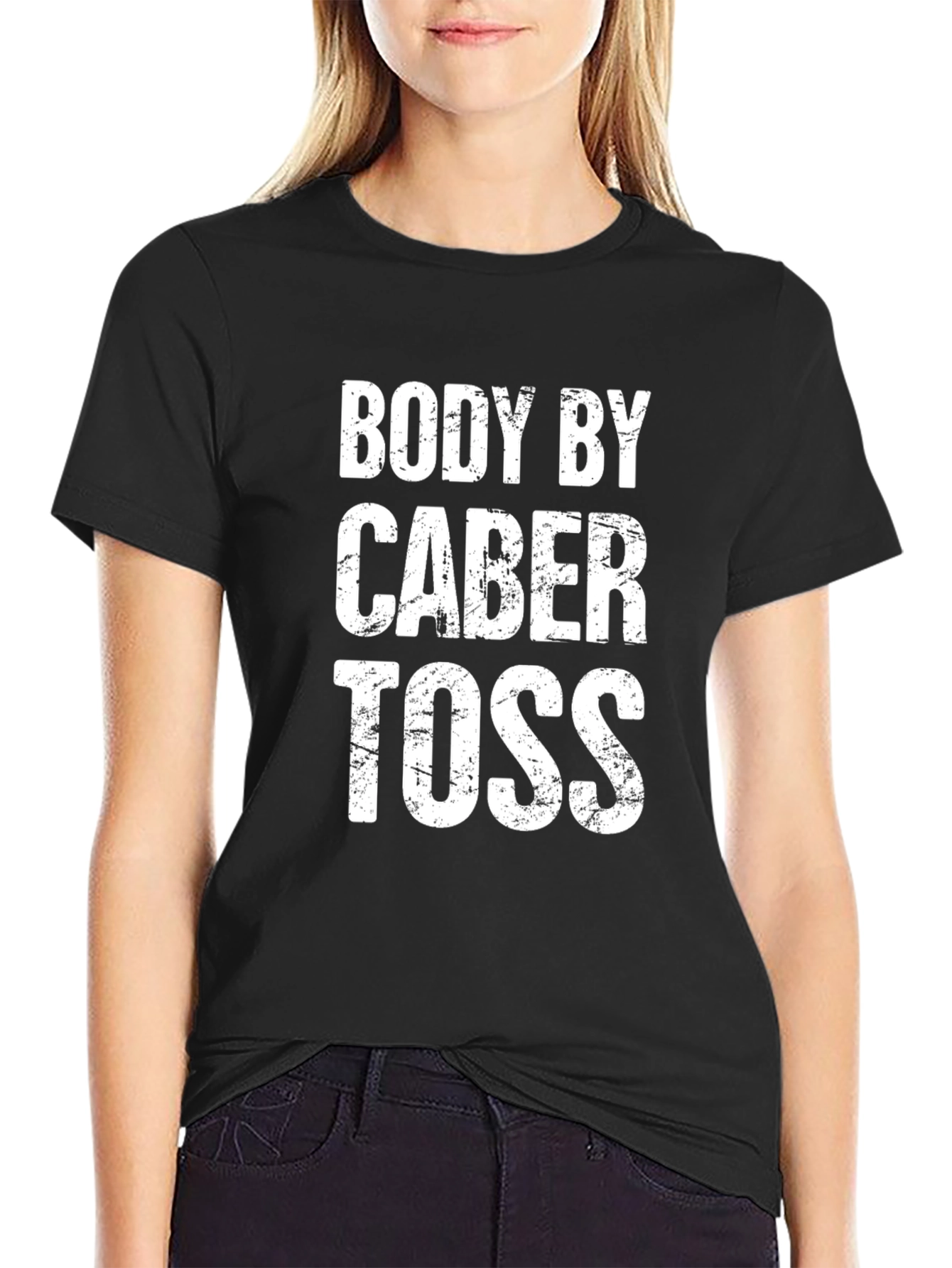 Black Body By Caber Toss - Funny Athletic Black T-Shirt view 2