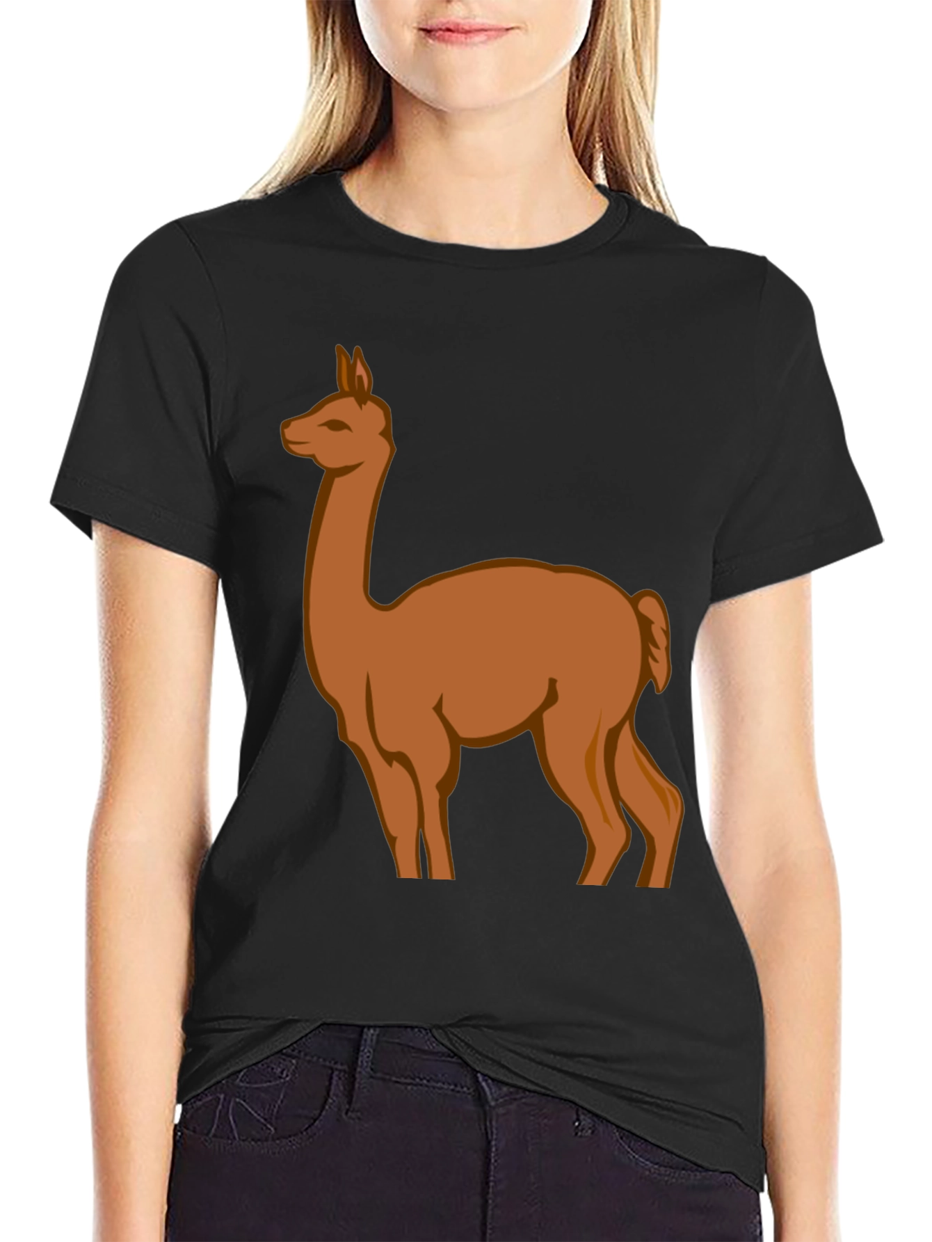 Black Llama Graphic Tee - Black Cotton Blend view 2