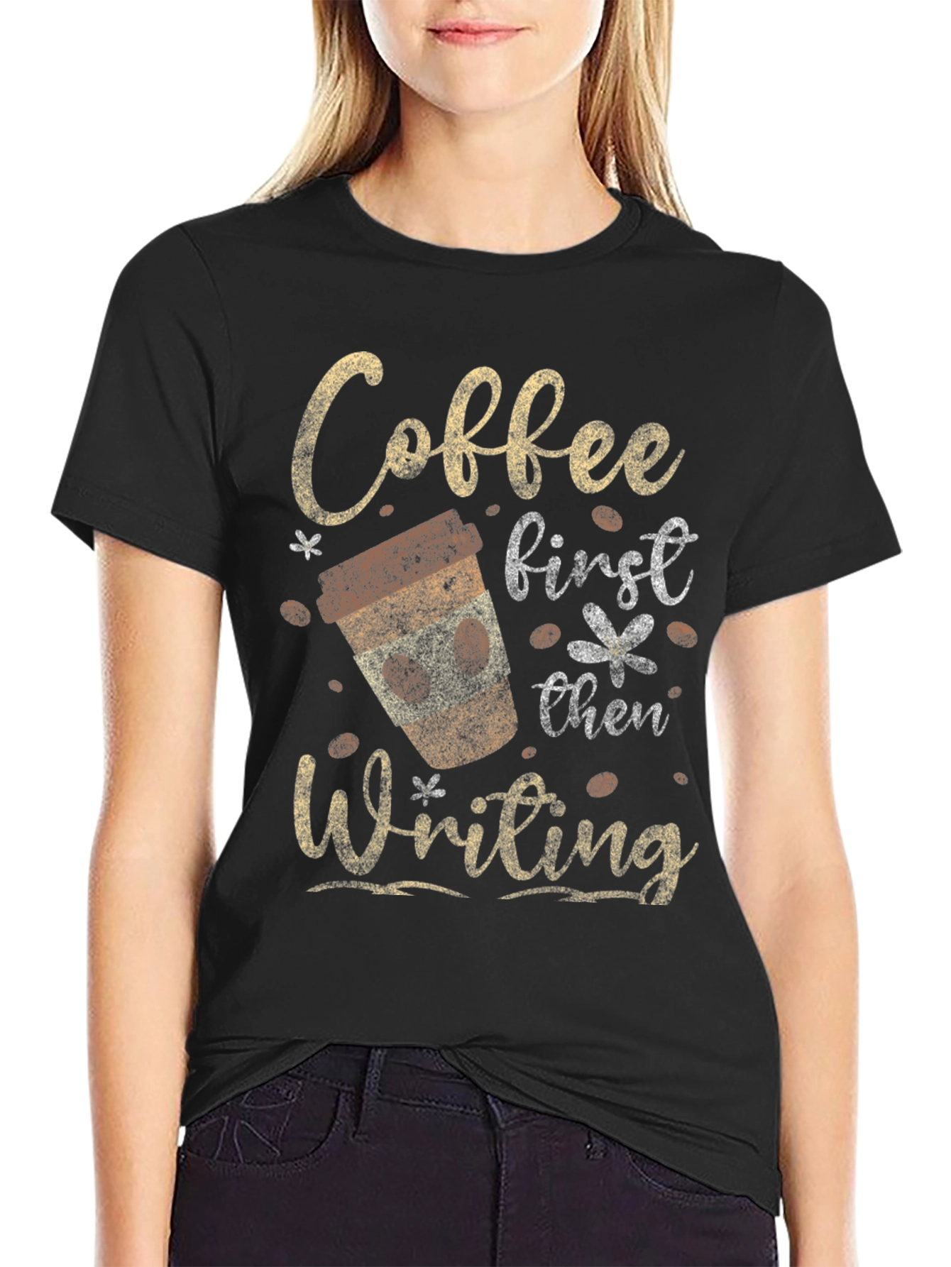Black Coffee First Then Writing Graphic Tee view 2