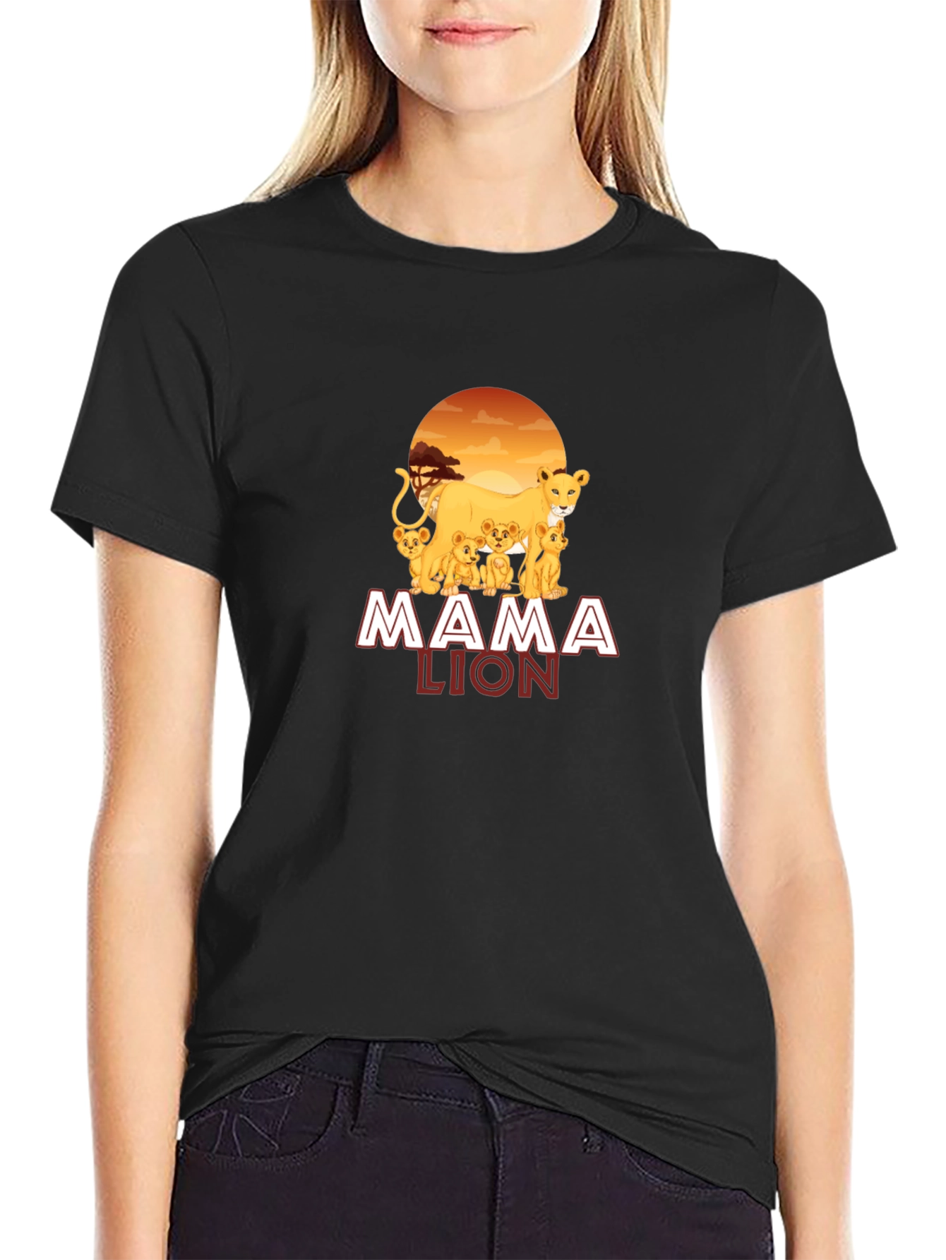 Black Mama Lion Graphic T-Shirt view 2