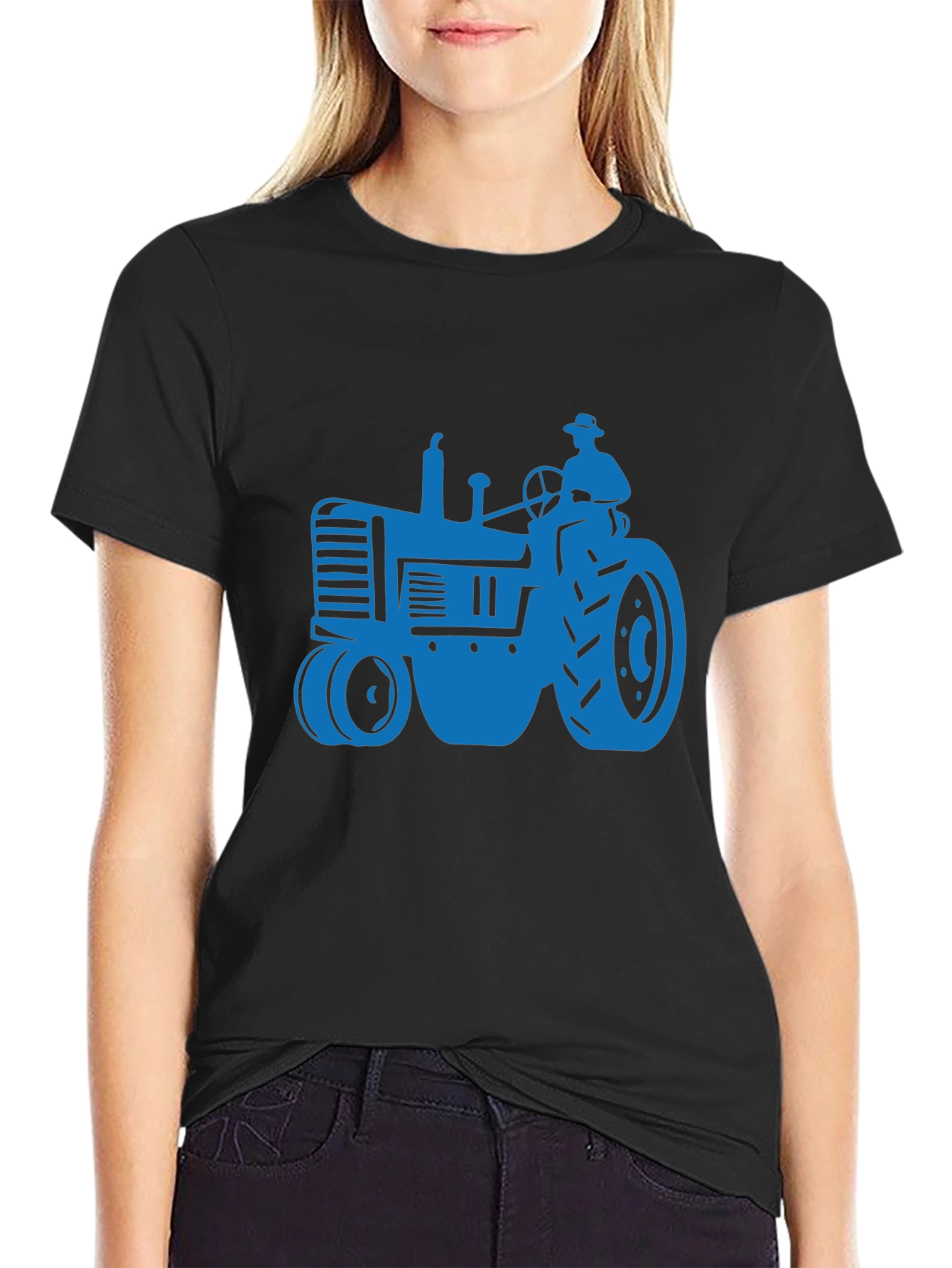 Black Tractor Graphic Tee - Farm Life Shirt view 2