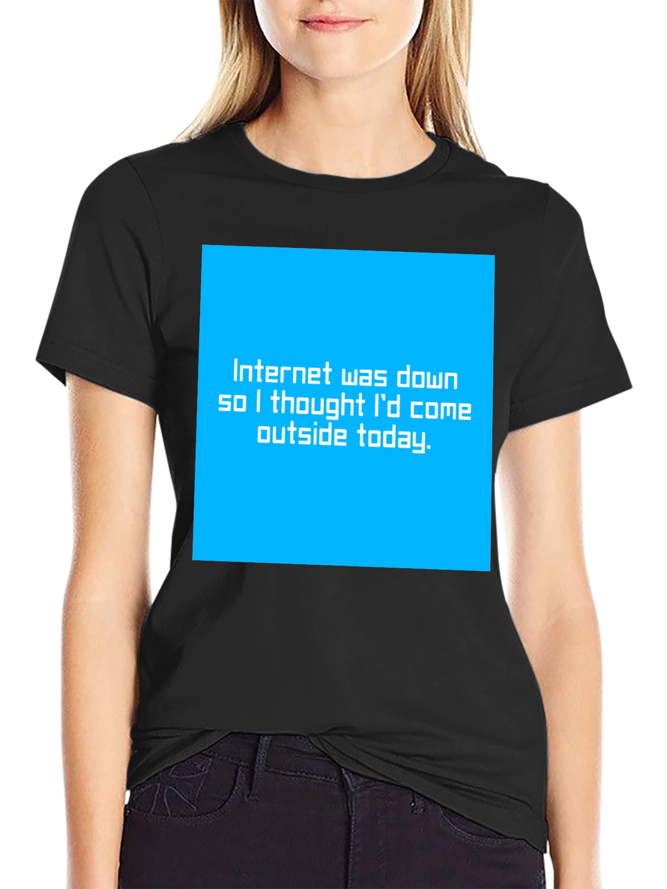 Black Funny "Internet Down" Graphic Tee - Black view 2