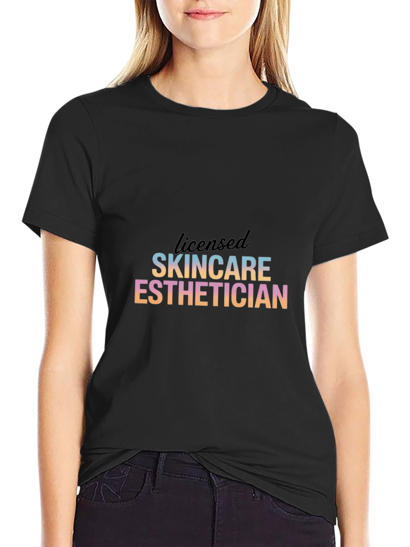 Black Licensed Skincare Esthetician T-Shirt view 2